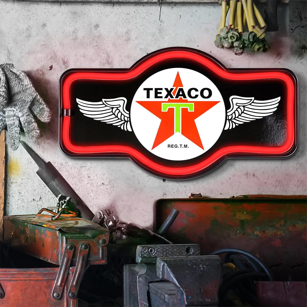 Sott Texaco Oil Gas Station Vintage Sign - Led Neon Light 17X10X3 Inches - Red Plastic Model 1Ar-Mh0-G1Z