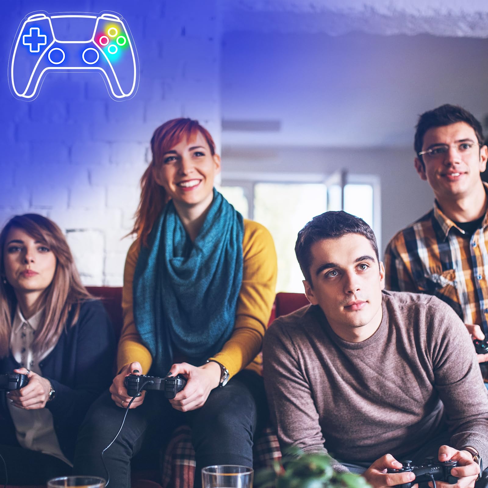 Ethereal Lomoer Gamer Neon Sign, Gamepad Shaped LED, USB Powered, 16.3 x 11.4 x 0.8 Inches, White