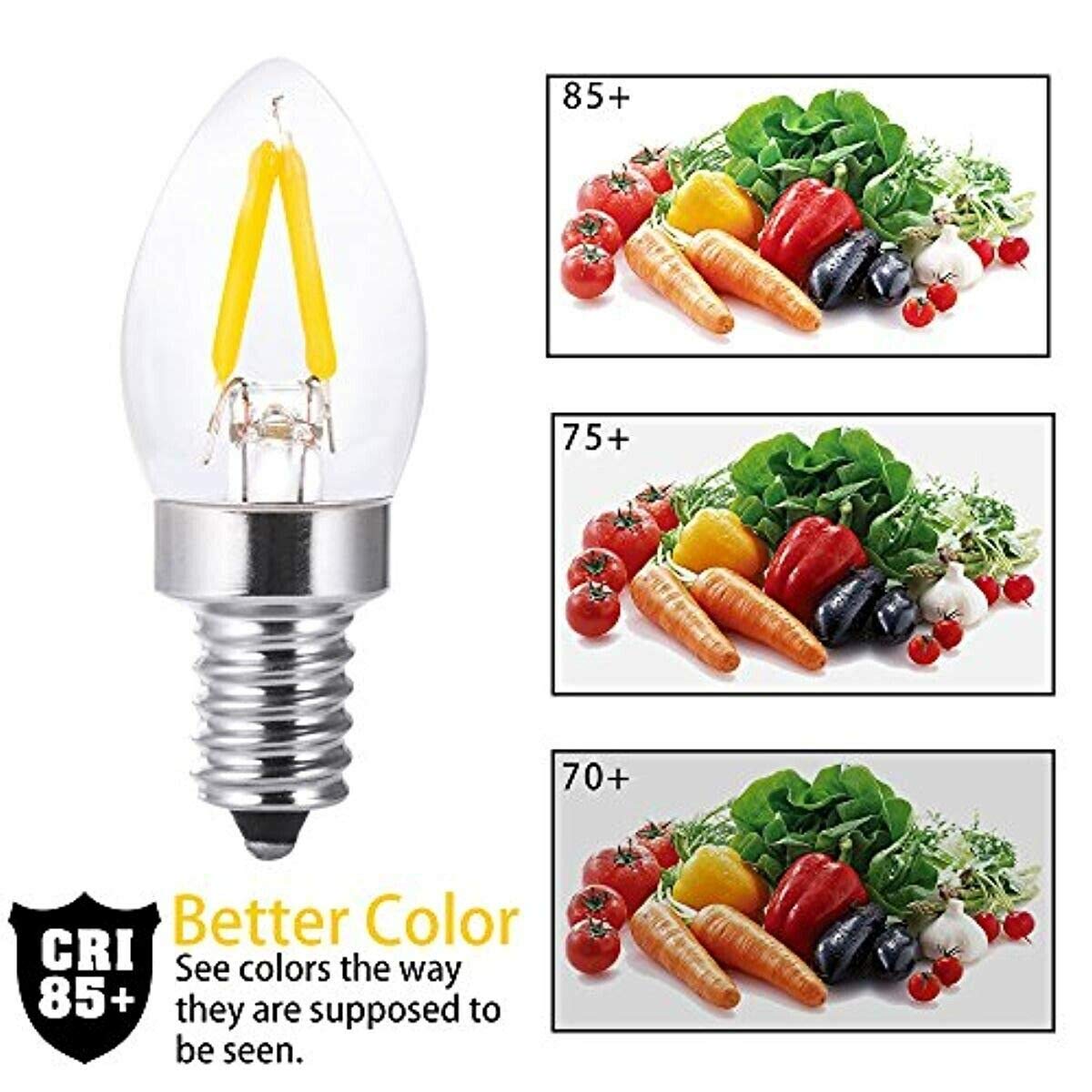 Lxcom Lighting E12 C7 Led Filament 2W Night Light Bulbs 20W Replacement Vintage E12 Base Candle Bulbs Clear Daylight White 6000K