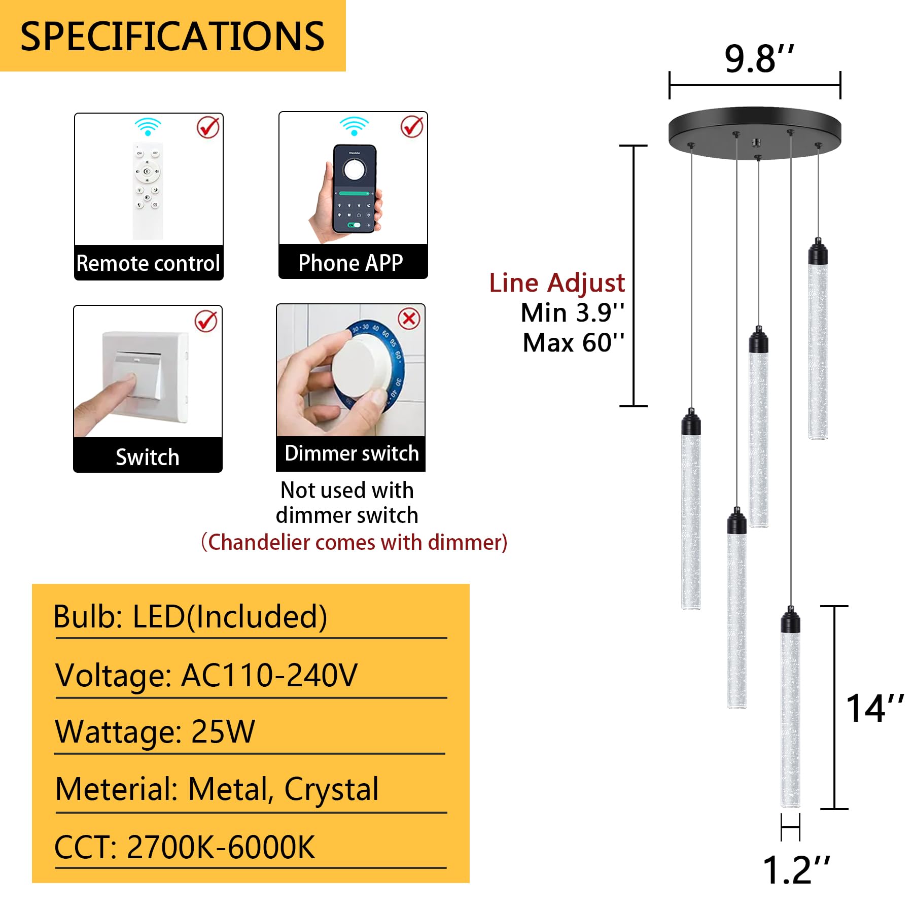 Crystal Pendant Light Mini Chandelier Bubble Pendant Lighting For Kitchen Island Black Led Ceiling Hanging Light Bathroom Dining