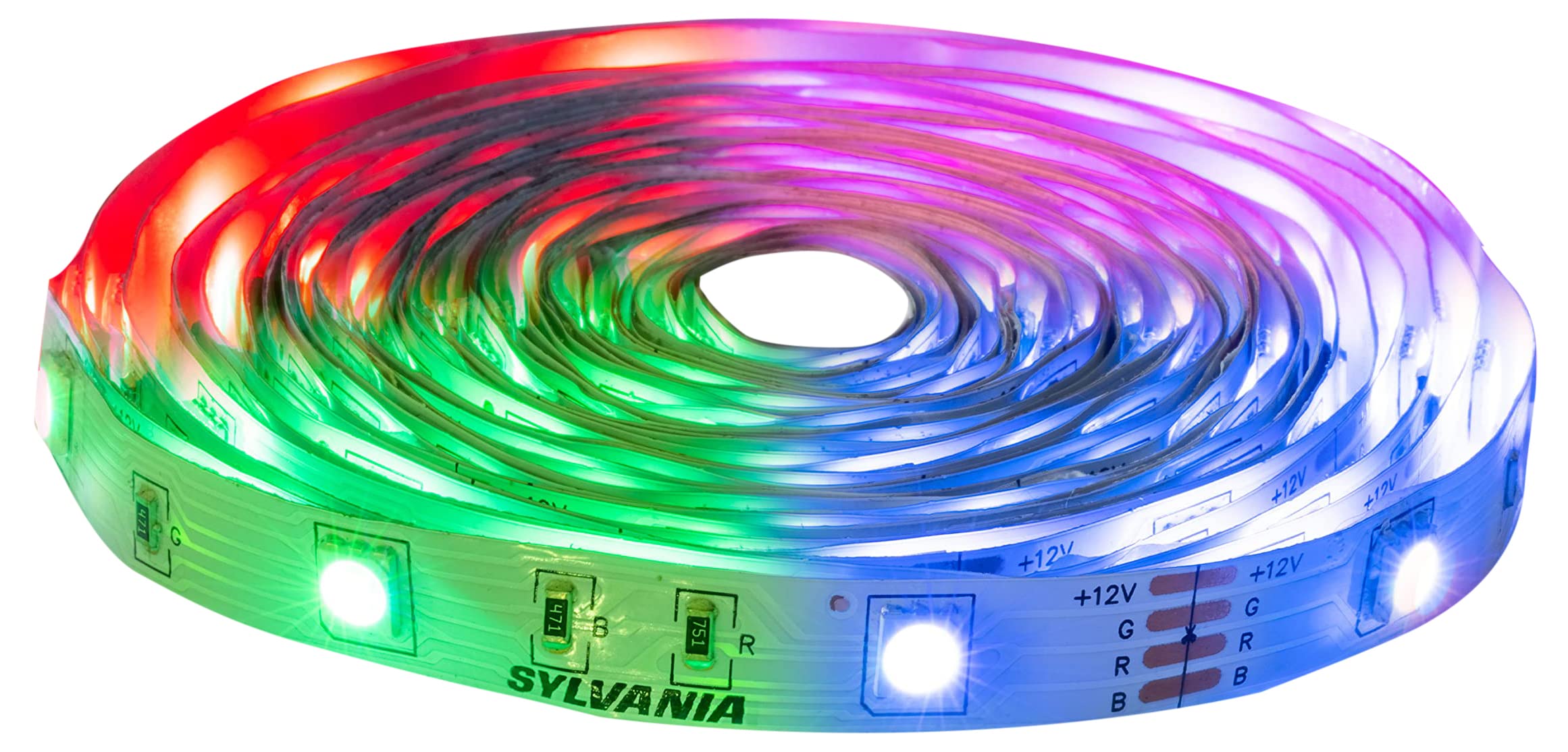 LEDVANCE Sylvania 32ft RGB Flexible Light Strip Kit, 16 Colors, IR Remote, Indoor Use, Plastic, Model 65636, White