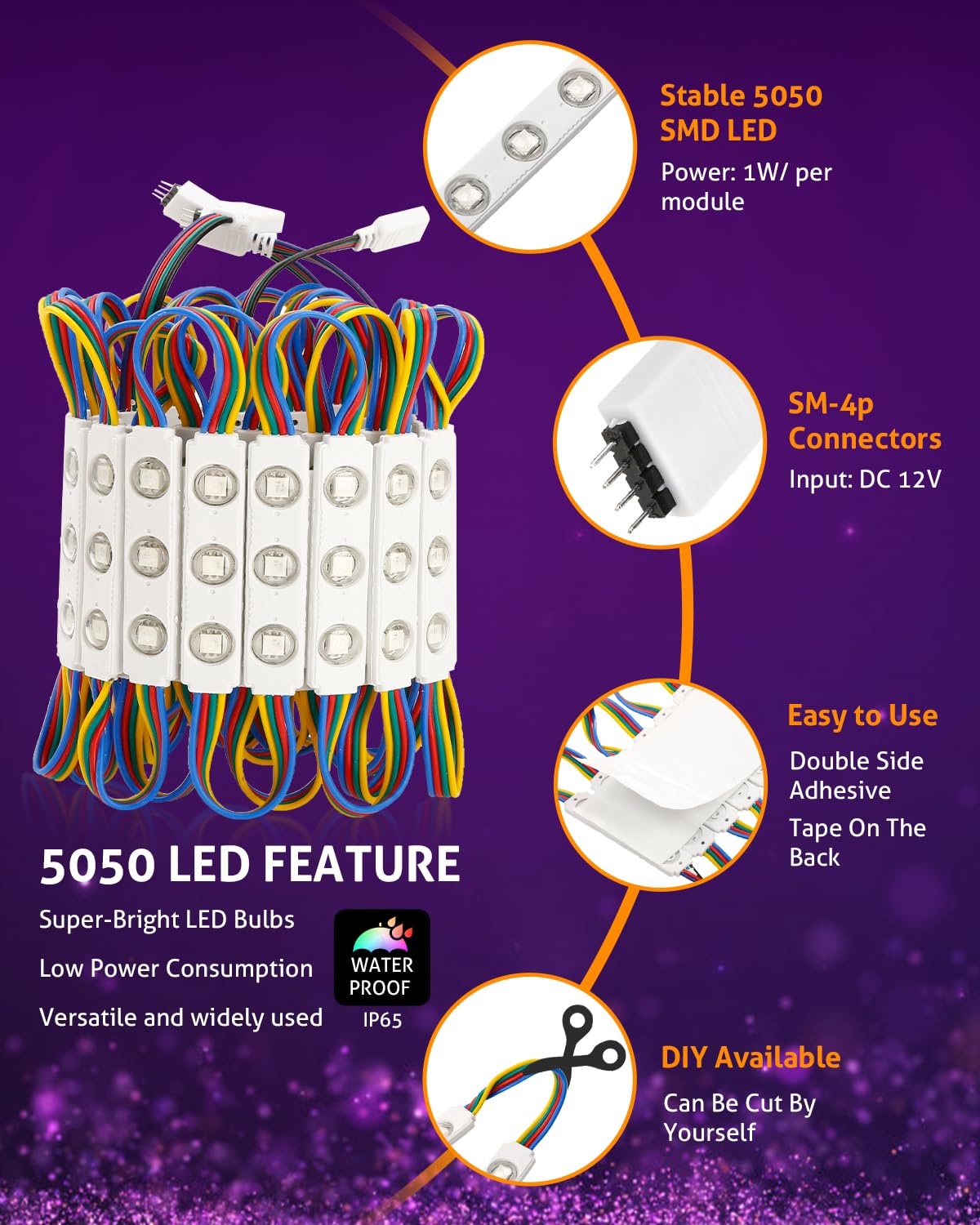 Wichemi 50Ft Led Light Modules For Business Window Light Commercial Storefront Lights 100Pcs Led Module For Signs 0.92W 3 Led 50