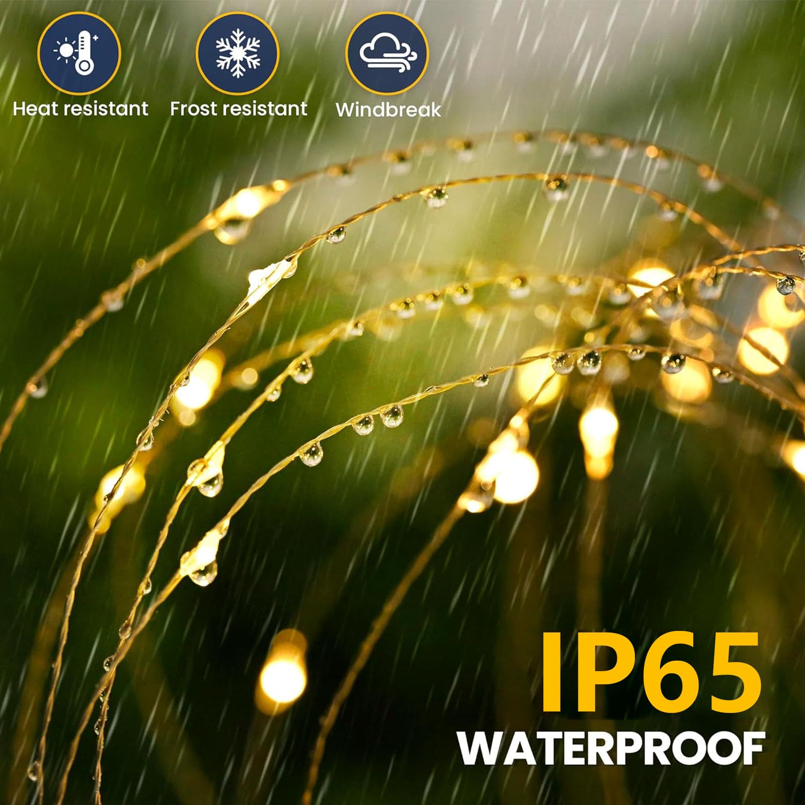 Colcutee 2 Pack Solar Firework Lights 150 Led Create Magical Nights, Waterproof Starburst Fairy Lights For Garden Yard Patio Chr