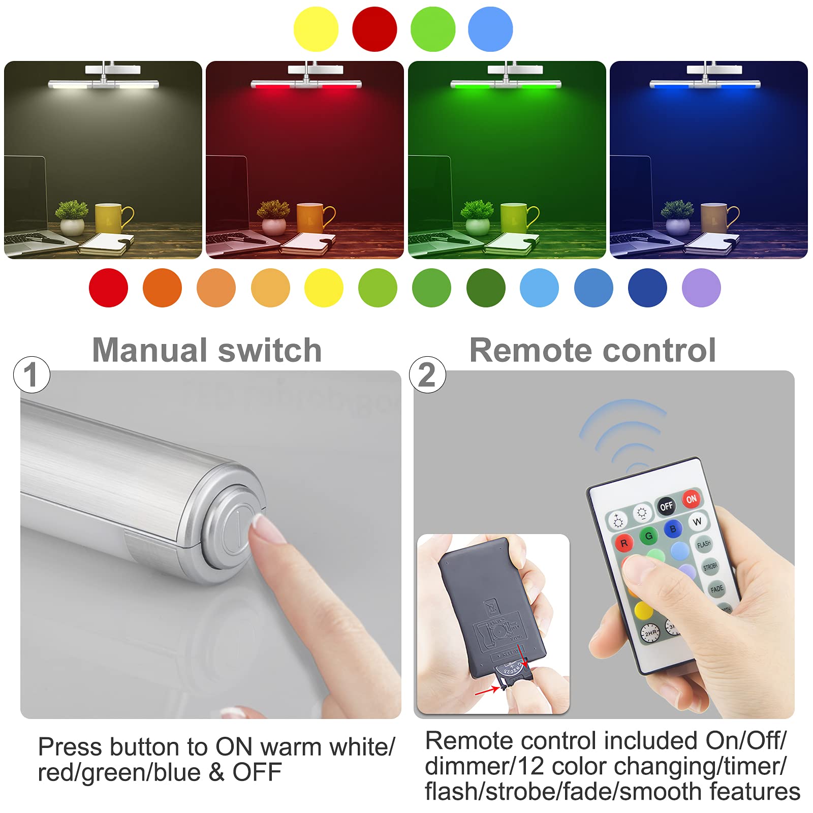 Luxsway Wireless Picture Lights For Paintings,Rechargeable Battery Art Display Light With Remote Control,Dimmable And Timer Off