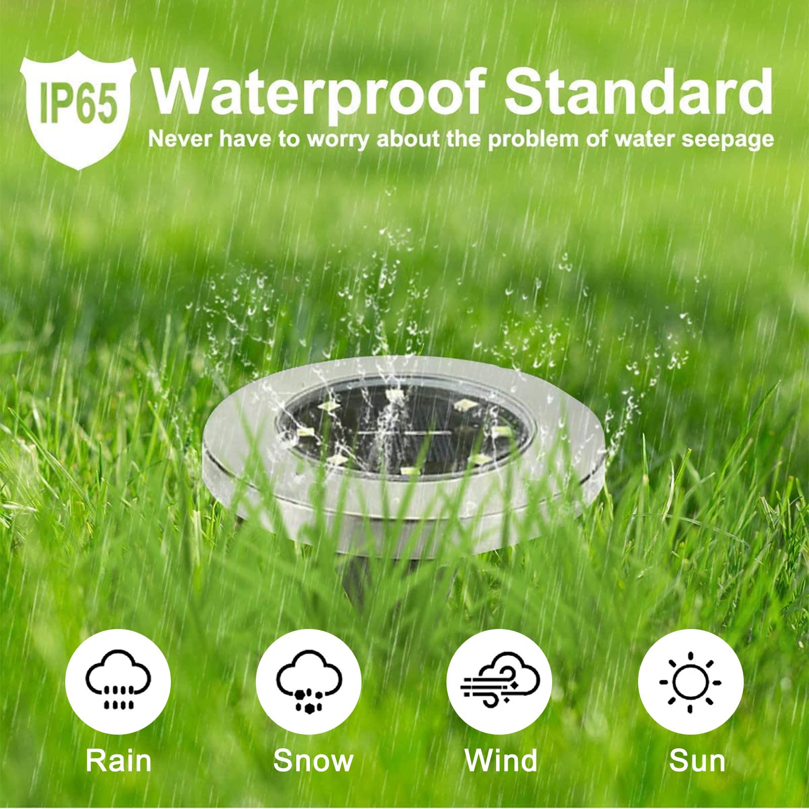 Rayolon Solar Ground Lights - Waterproof Landscape Lights, 4 Pack Warm Light For Garden, Pathway, Deck, Lawn, Patio