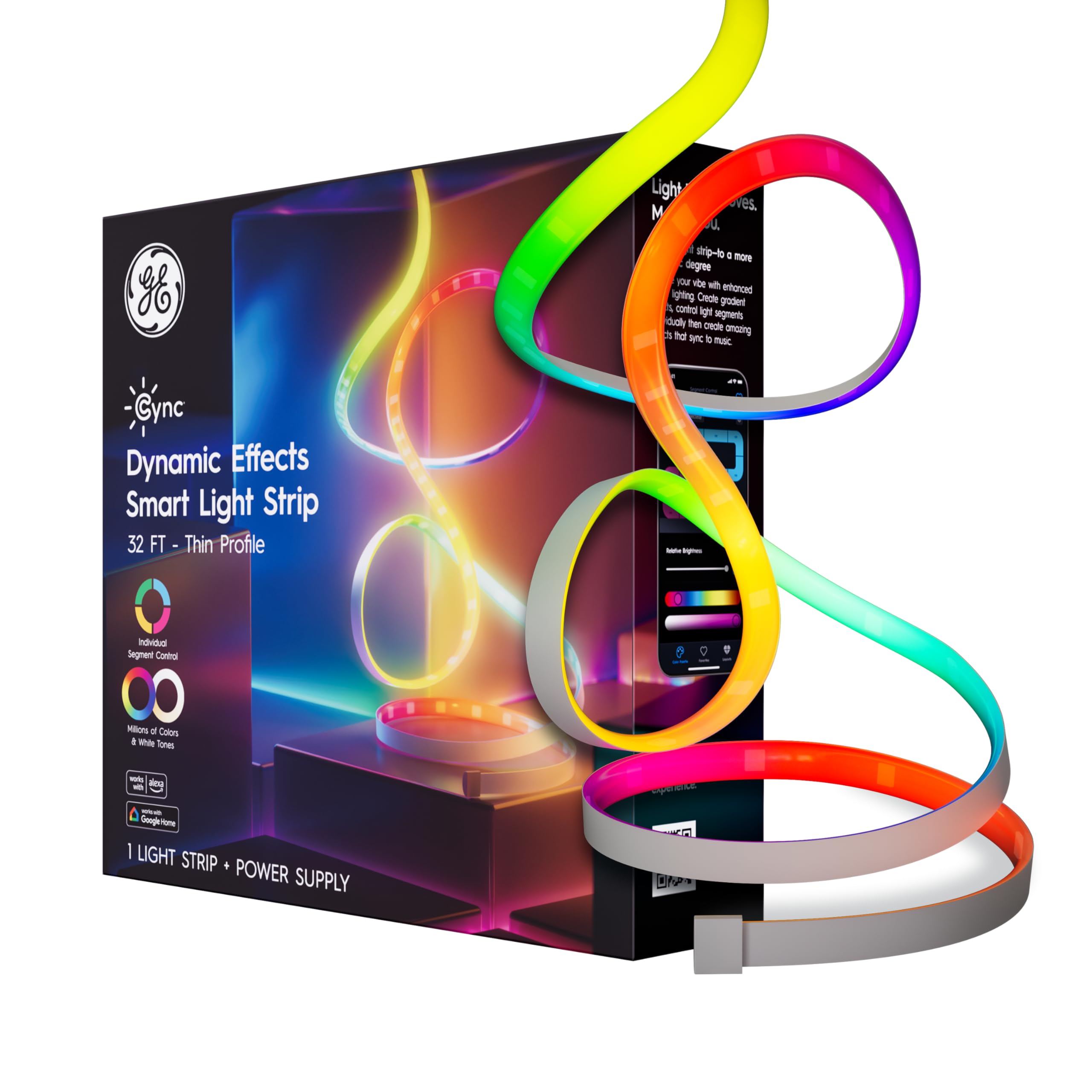 Cync Smart Light Strip, 32ft Color Changing WiFi Lights, Music Sync, Full Color, Model CLEDSTR12CDIDB, Indoor Use