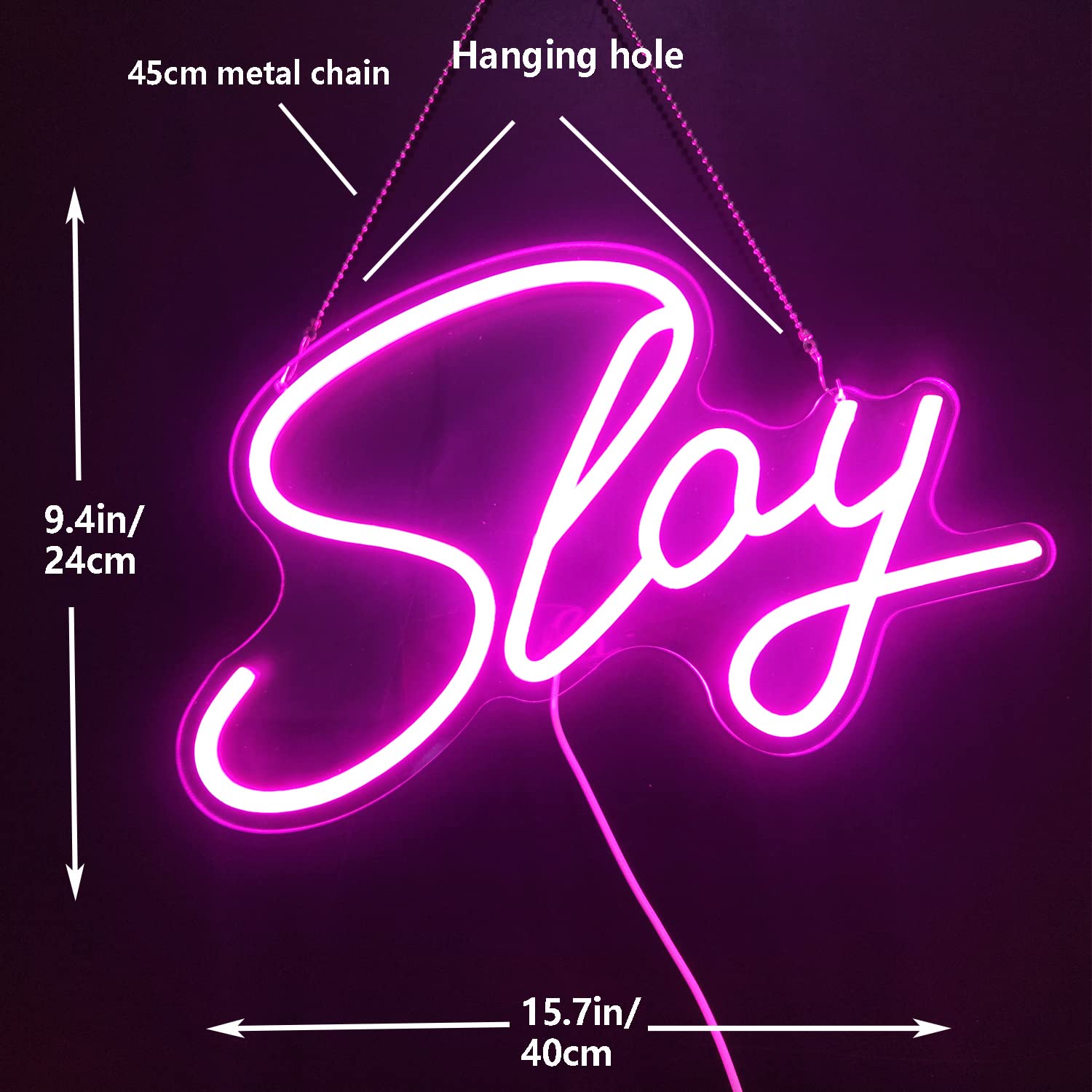 GMMLLG Neon LED Light Sign - Dimmable Wall Decor, 15.7inx9.4in, Strong Transparent Acrylic, Pink