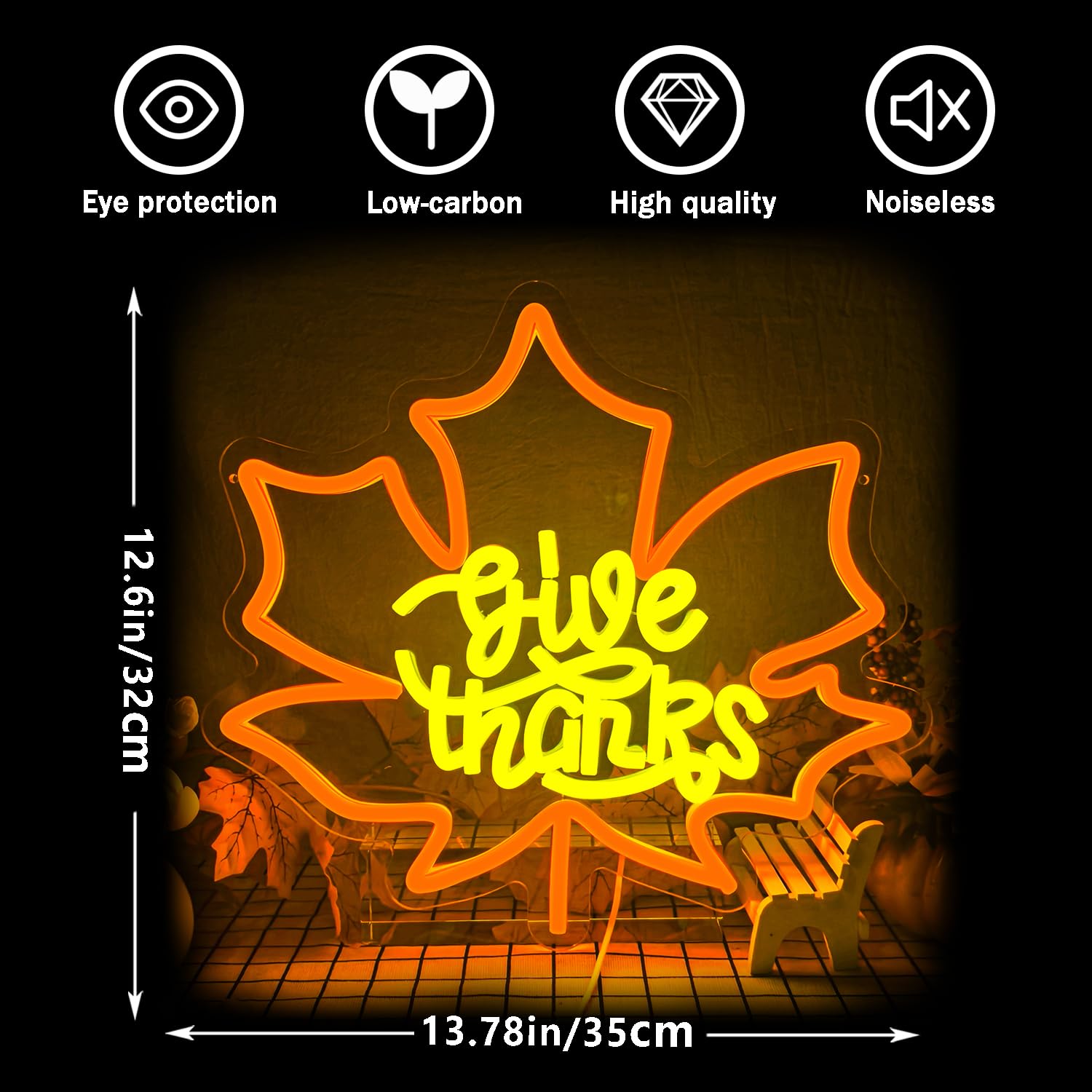 Thanksgiving Neon Sign Dimmable Fall Neon Sign For Thanksgiving Decoration Give Thanks Sign For Home Bar Salon Window Porch Front Door