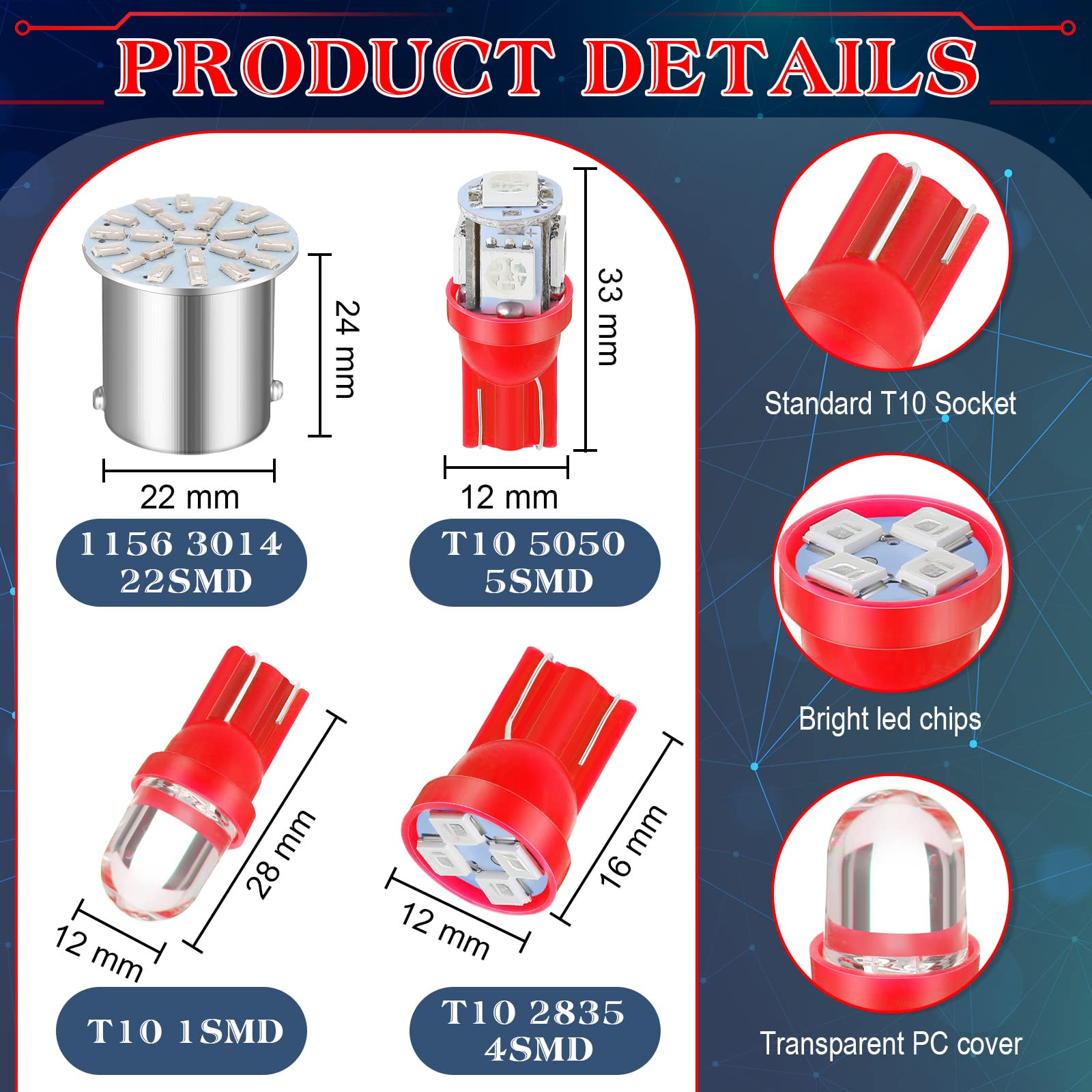 Frienda 70 Pieces Led Car Bulb Kit Interior Car Lights Led Dome Light 31 Mm 36 Mm 41 Mm T10 Bulbs Festoon Bulbs For Car Interior