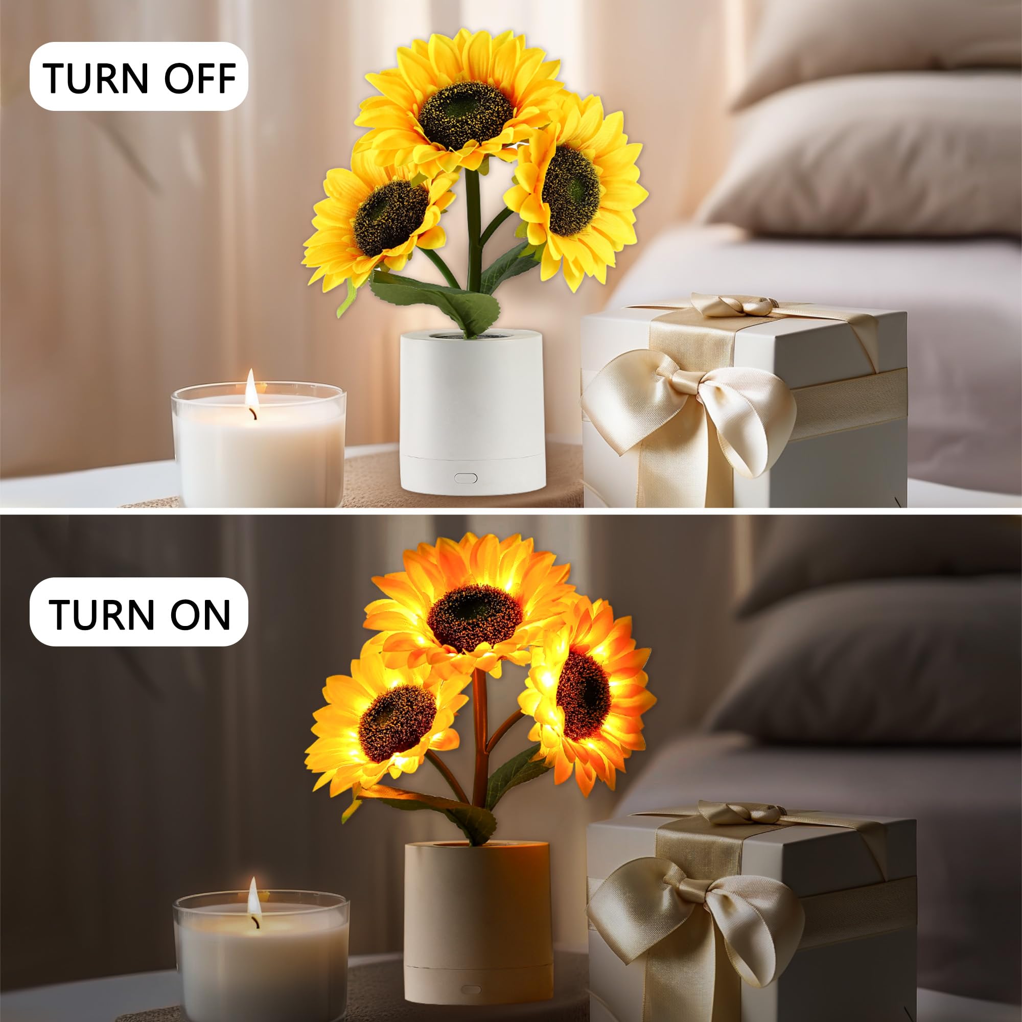 Hibeauti Sunflower Led Lamp For Women, Ideal For Bedroom Decor, Sunflower Gifts For Mom Grandma Teacher Aunt Girlfriends Coworker Friend Wife Anniversary Birthday Christmas