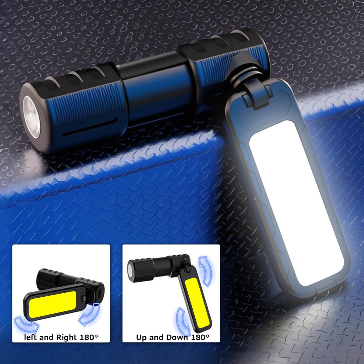 LETOUR Rechargeable Magnetic Work Light, 180° Rotate, Plastic, Black, Model LT-TD701, Ideal for Car Repair, BBQ, Camping