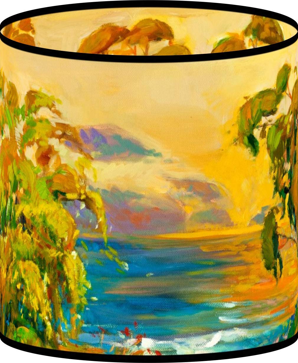 LampPix 10.00 Inch Table Lamp Shade - Weeping Willows at Sunset Canvas Desk Lampshade (Uno Fitting)