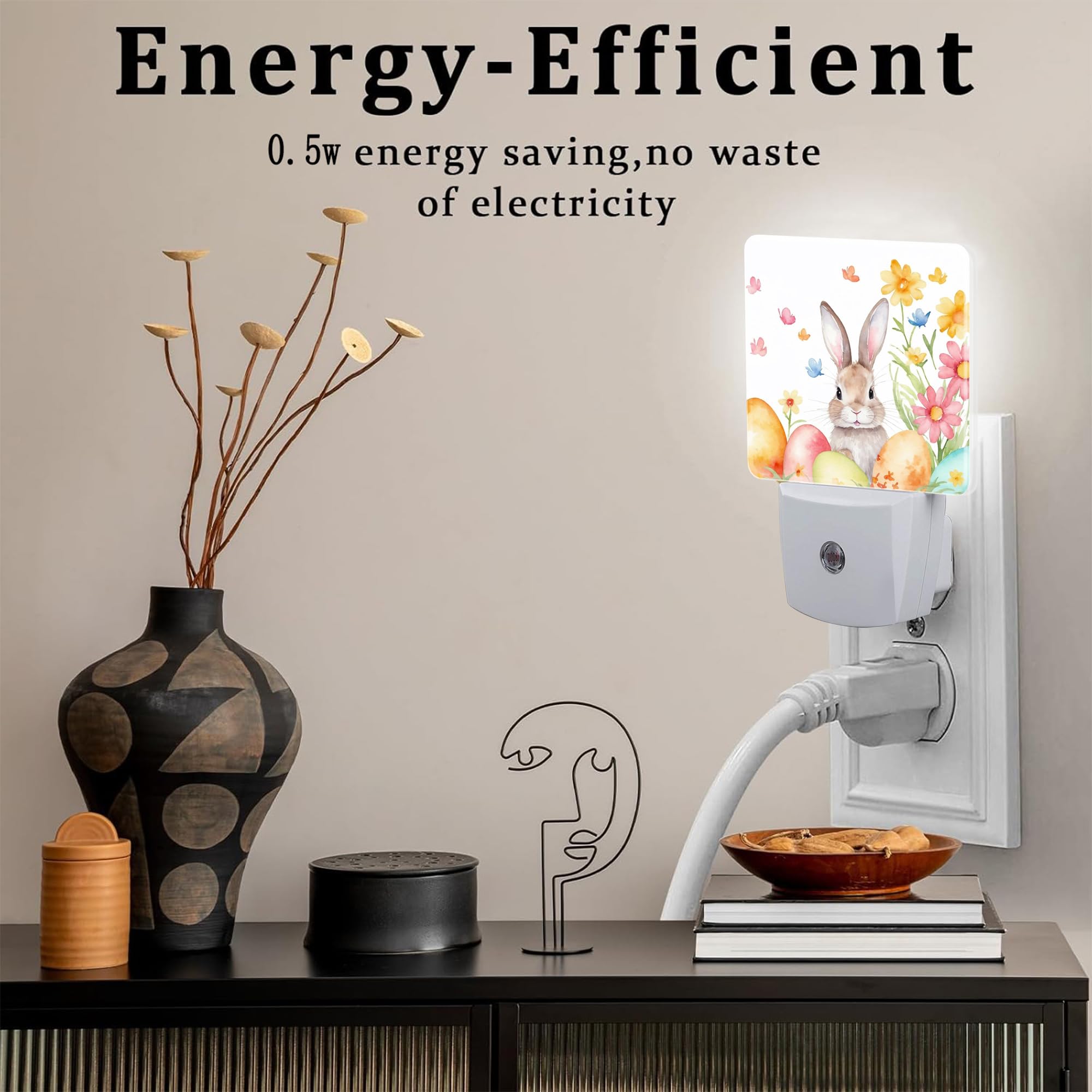 sndheke Cute Easter Bunny Night Light, 0.5W Energy Saving, Plug-in, Dusk to Dawn, Kids Decor, Model SBD04, Color29