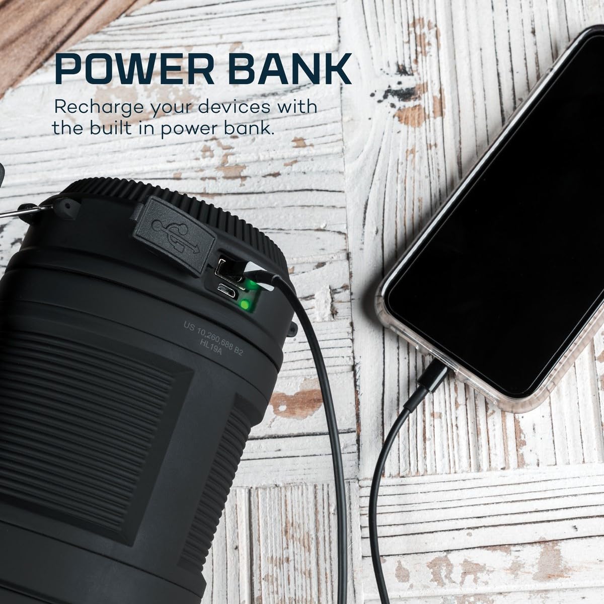 NEBO BIG Poppy Lantern, Flashlight & Power Bank | 300 Lumens, 15 Hours Run Time, Rechargeable LED Spotlight, Pop-Up Flame Emulat