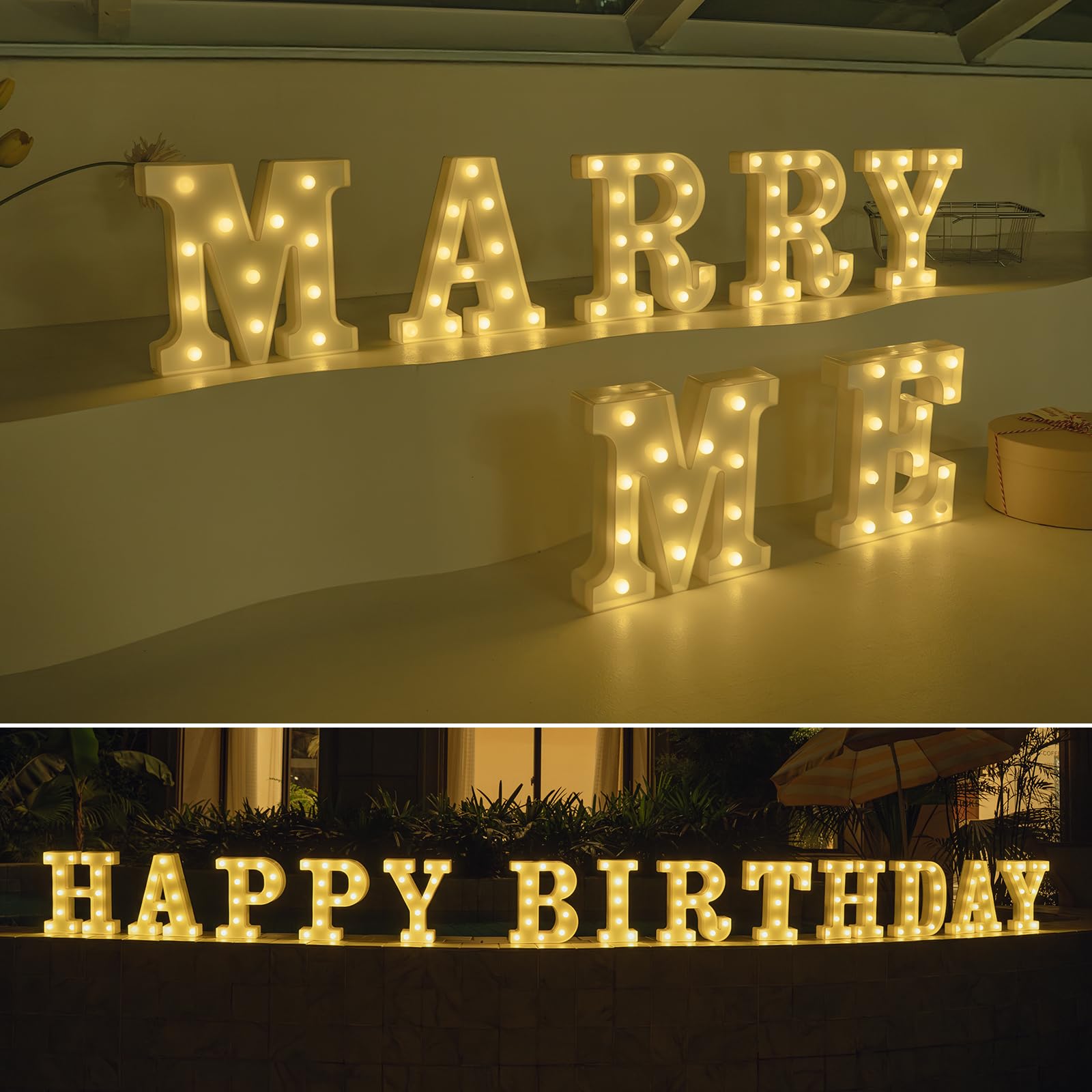 Foaky Rechargeable LED Letter Lights Sign Marquee Light for Home Bar Decoration, Size A, Warm-Rechargeable, Plastic Material