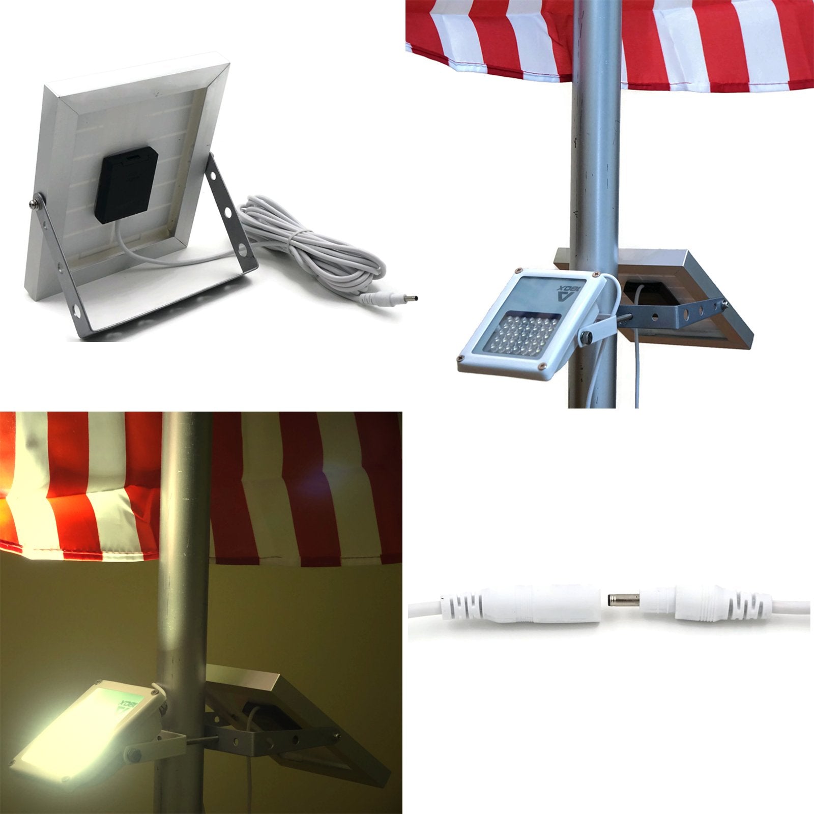 Solar Light Mart Alpha 180X Flag Pole Light - Warm White LED, Cast Iron Style, Fits 2.5" Poles, Aluminum, White