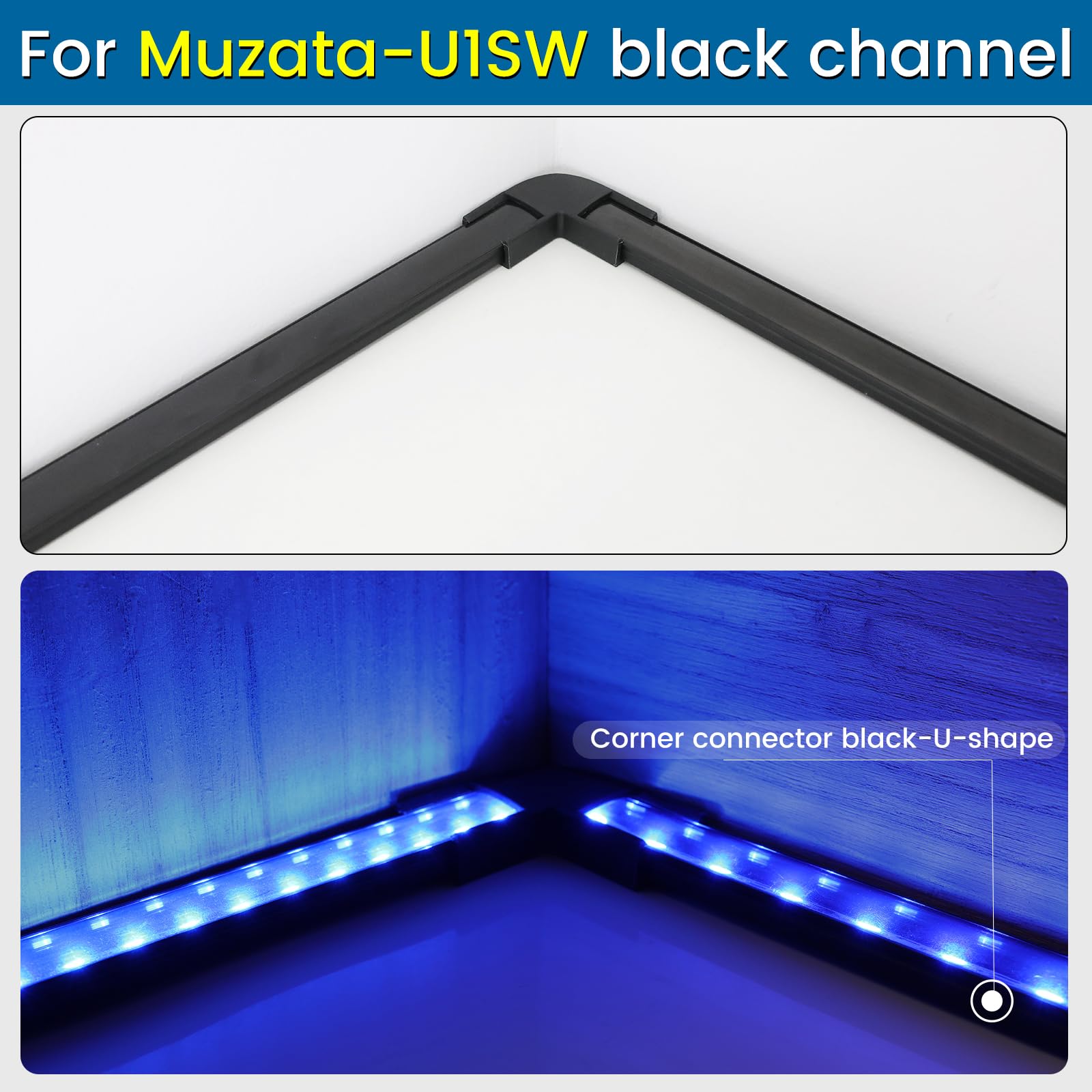 Muzata 8Pack Black Corner Connector Kit For Led Channel L Shape 90 Degree Connectors Fit Muzata U1Sw U Shape 17X7Mm Black Led St