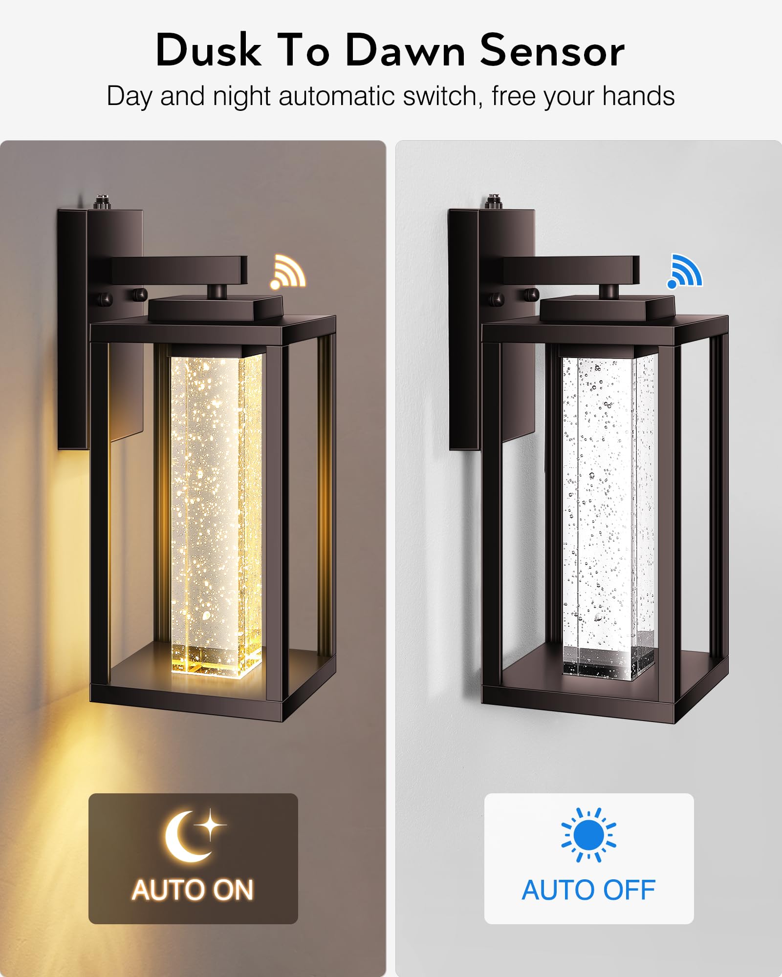 Vianis Oil Rubbed Bronze Outdoor Light Fixtures Wall Mount For House, Large Dusk To Dawn Sensor Exterior Wall Sconce Lanterns, 2