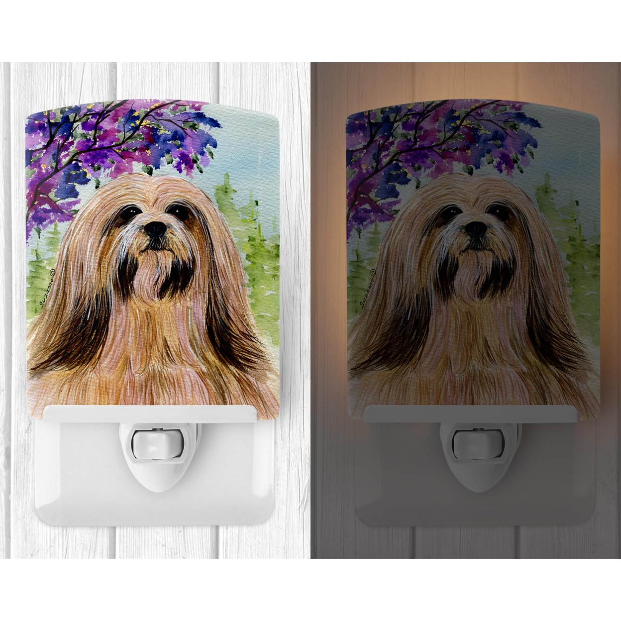 Carolines Treasures Ceramic Night Light, Lhasa Apso Design, UL-Certified, 6x4x3 inches, Multicolor, Model SS8436CNL