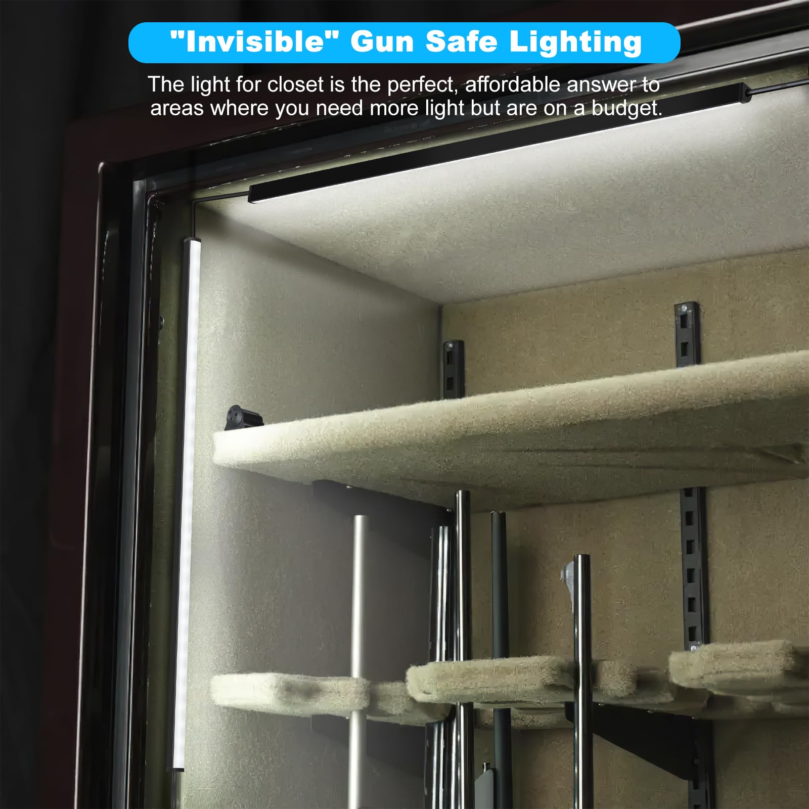 Jusjubr Gun Safe Light Kit - Door Activated Led Lights, 6 Pcs X 12 Inch For Inside Cabinets, Cold White 6000K