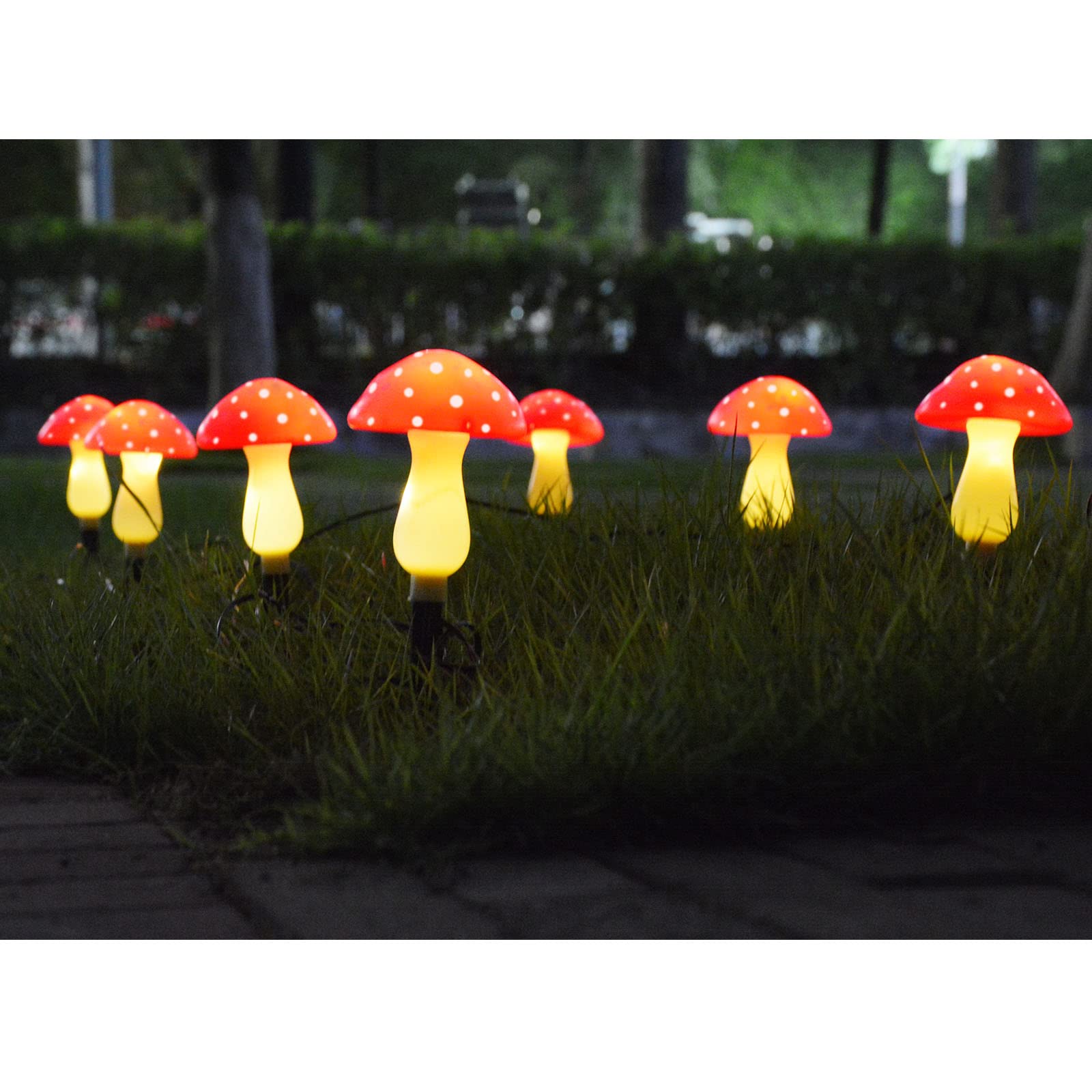 Homeleo 8-Pack Red Mushroom Solar Lights For Outdoor Garden Decor