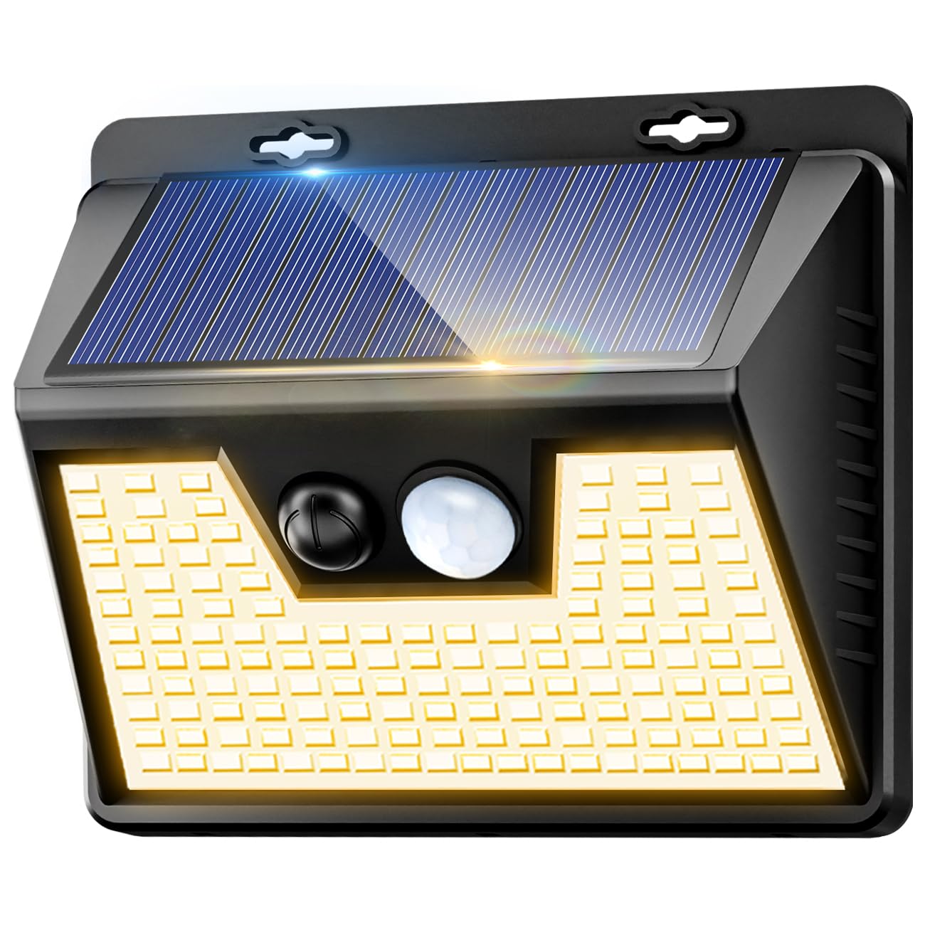 Solar Lights Outdoor 1 Pack, 140LED/3 Modes Motion Sensor Lights Solar Powered, Wireless IP65 Waterproof Solar Lights Outside Br