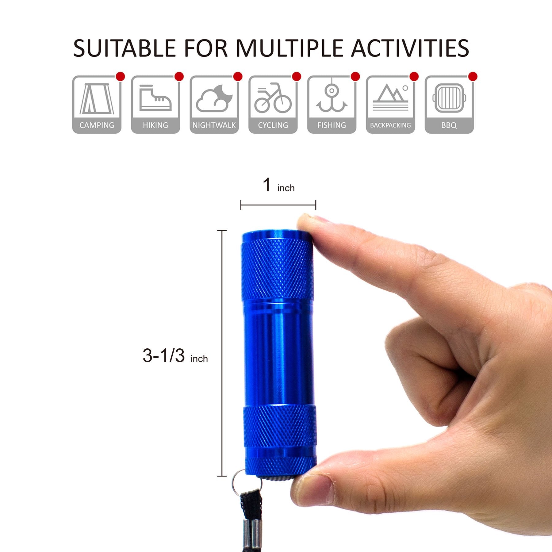 FASTPRO 4-Pack Aluminum LED Flashlights Set, AAA Batteries Included, Red, Blue, Green, Silver, Model F00546