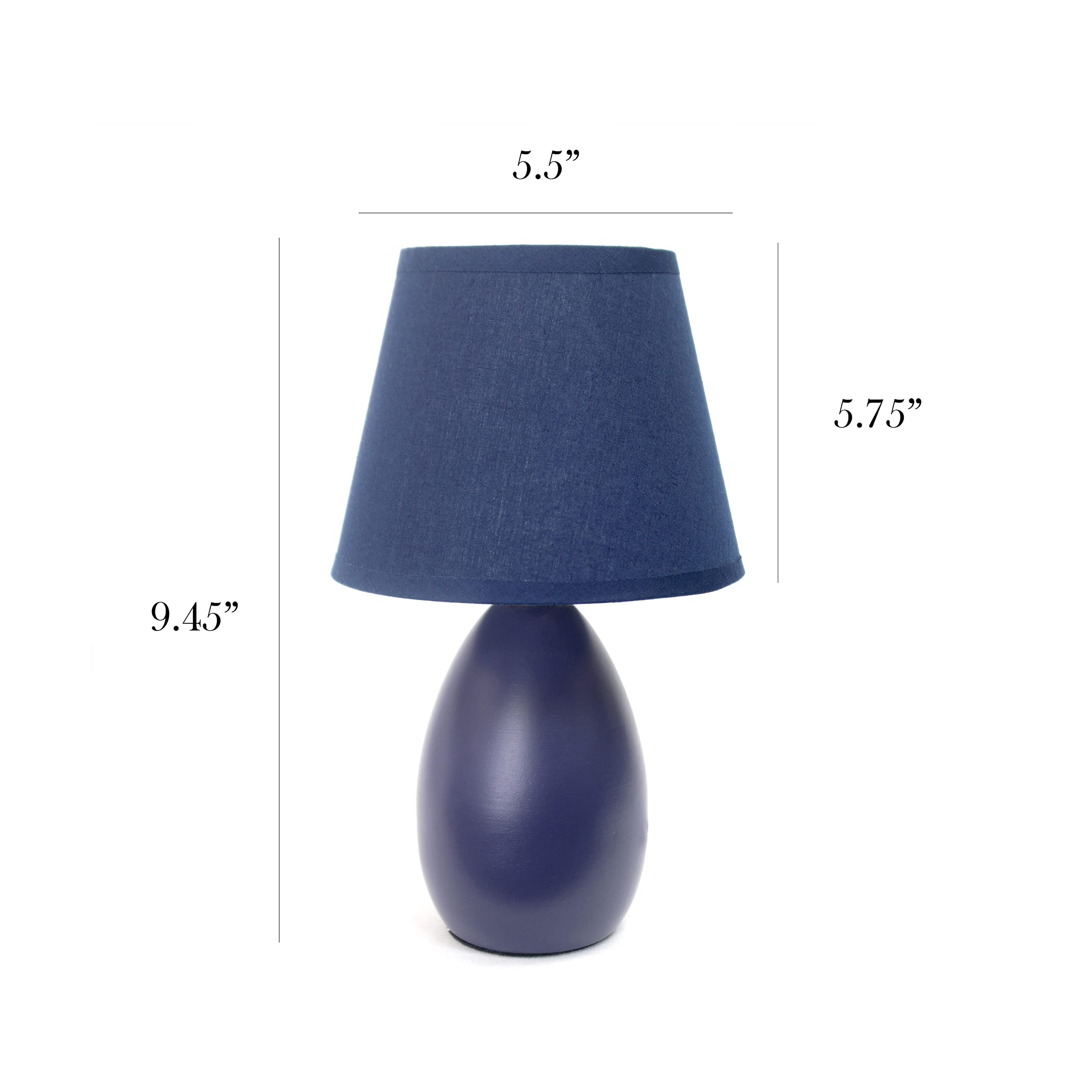 Simple Designs Lt2009-Blu Mini Egg Oval Ceramic Table Desk Lamp, Blue