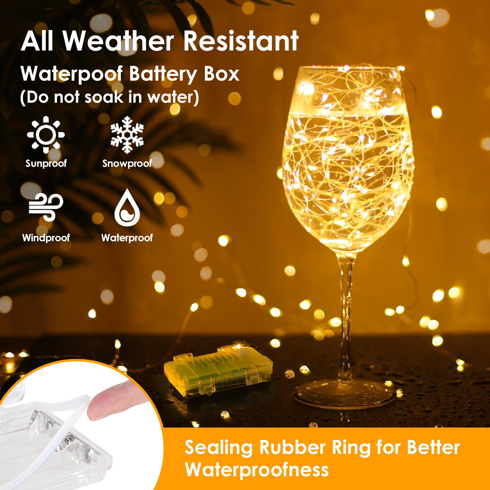Mlambert 33FT Battery Operated Fairy Lights with Remote, Timer, Warm White, Waterproof, Dimmable, 100 LEDs, Model OKDMX-BWSL-02