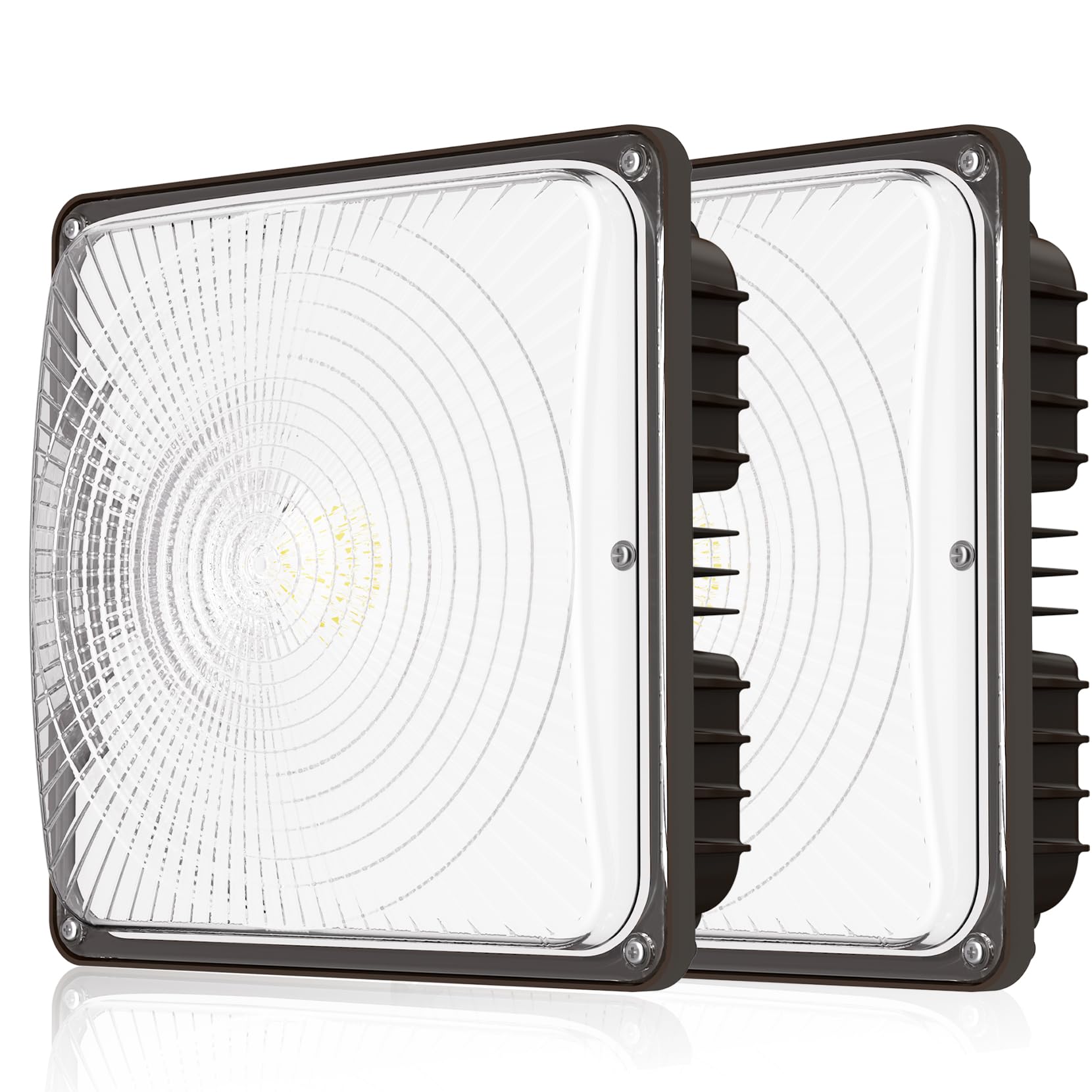 Cinoton 60W Led Canopy Lights Ul Listed, 100-277V Commercial Canopy Lights Outdoor Ip65 Waterproof, 5600Lm For Gas Station Garage Warehouse Shop Carport Industrial, 9.5&quot;X9.5&quot; 5000K Daylight 2 Pack