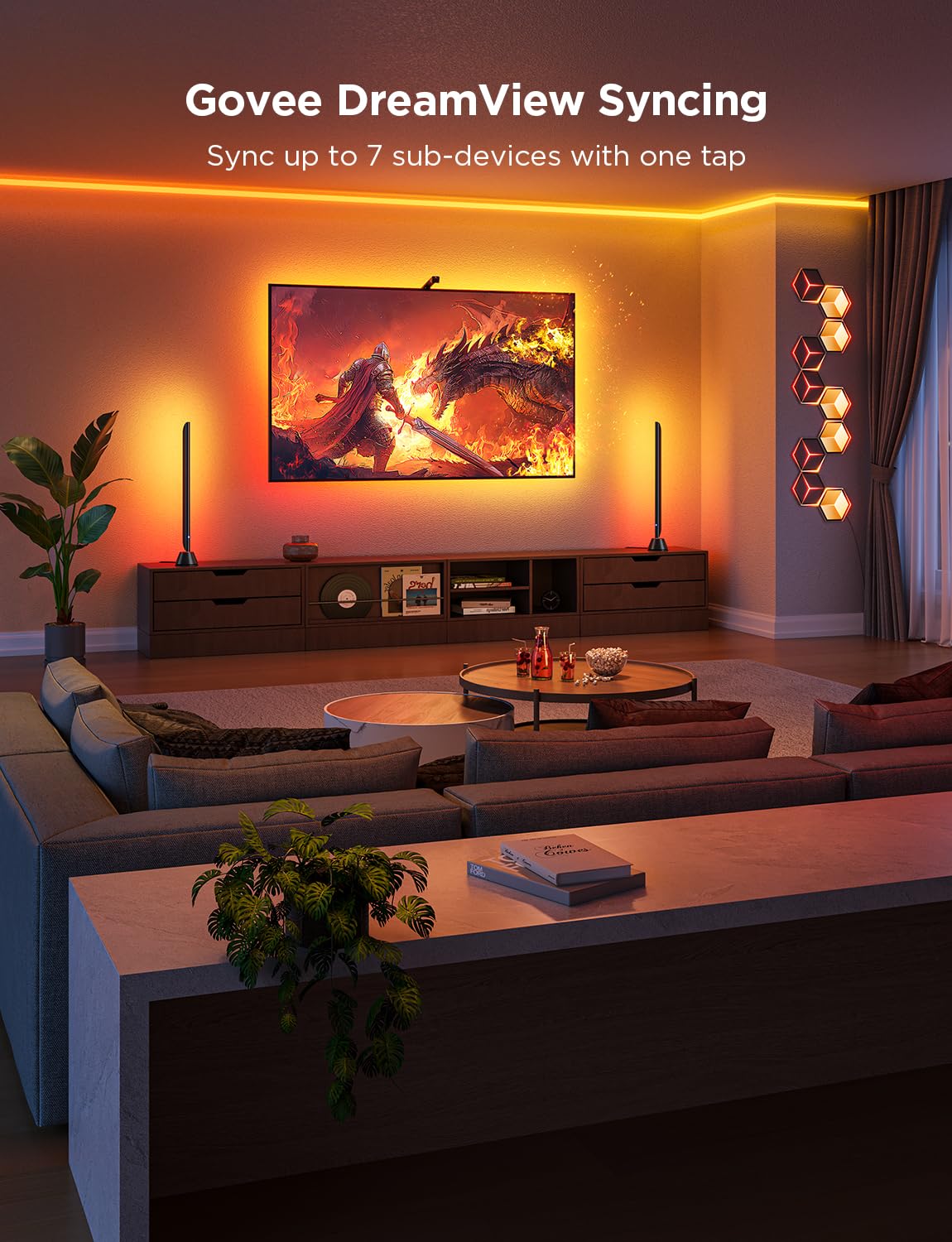 Govee Tv Backlight 3 Lite With Fish-Eye Correction Function Sync To 75-85 Inch Tvs, 16.4Ft Rgbicw Wi-Fi Led Strip Lights With Ca