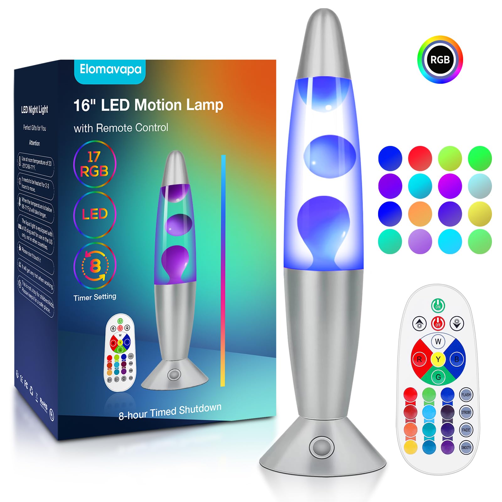 17 Colors Changing Liquid Motion Lamp With Remote: 16 Inch Led Night Light For Kids mature-themeds - Relaxing Table Lamp For Bedroom Office - Glitter Mood Lighting For Home Decor Christmas Decorations Indoor