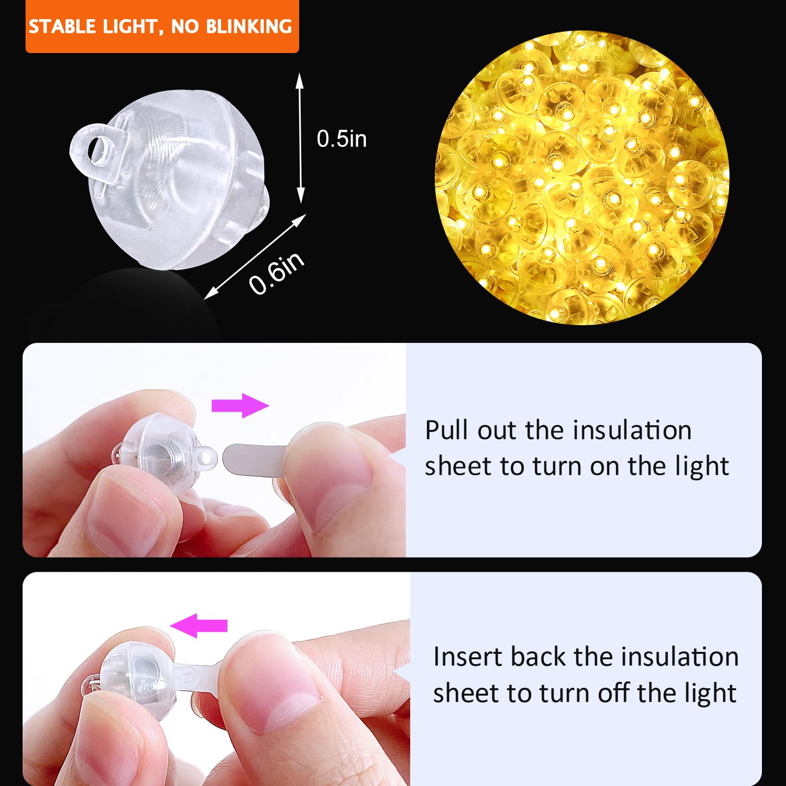 ZGWJ Mini LED Lights, 200 Pcs, Warm and Blue, Plastic, Model A01-Mini, Party Decorations, Balloons, Lanterns, Christmas, Halloween