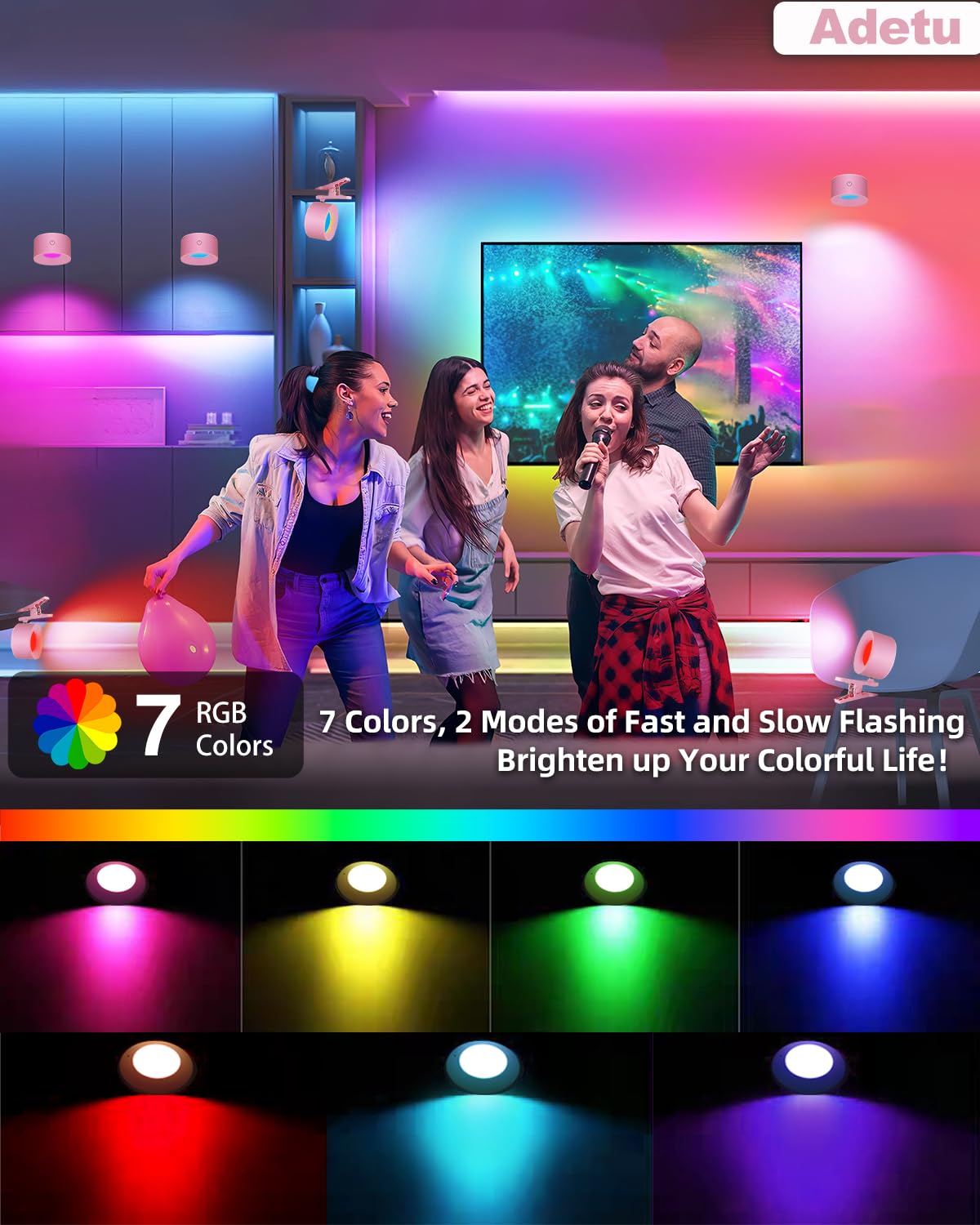 Adetu Led Wall Mounted Lights, Usb Rechargeable Wall Sconces Lamp, 3 Color Temps & Remote, Magnetic Clamp Light 360 Rotation Dim