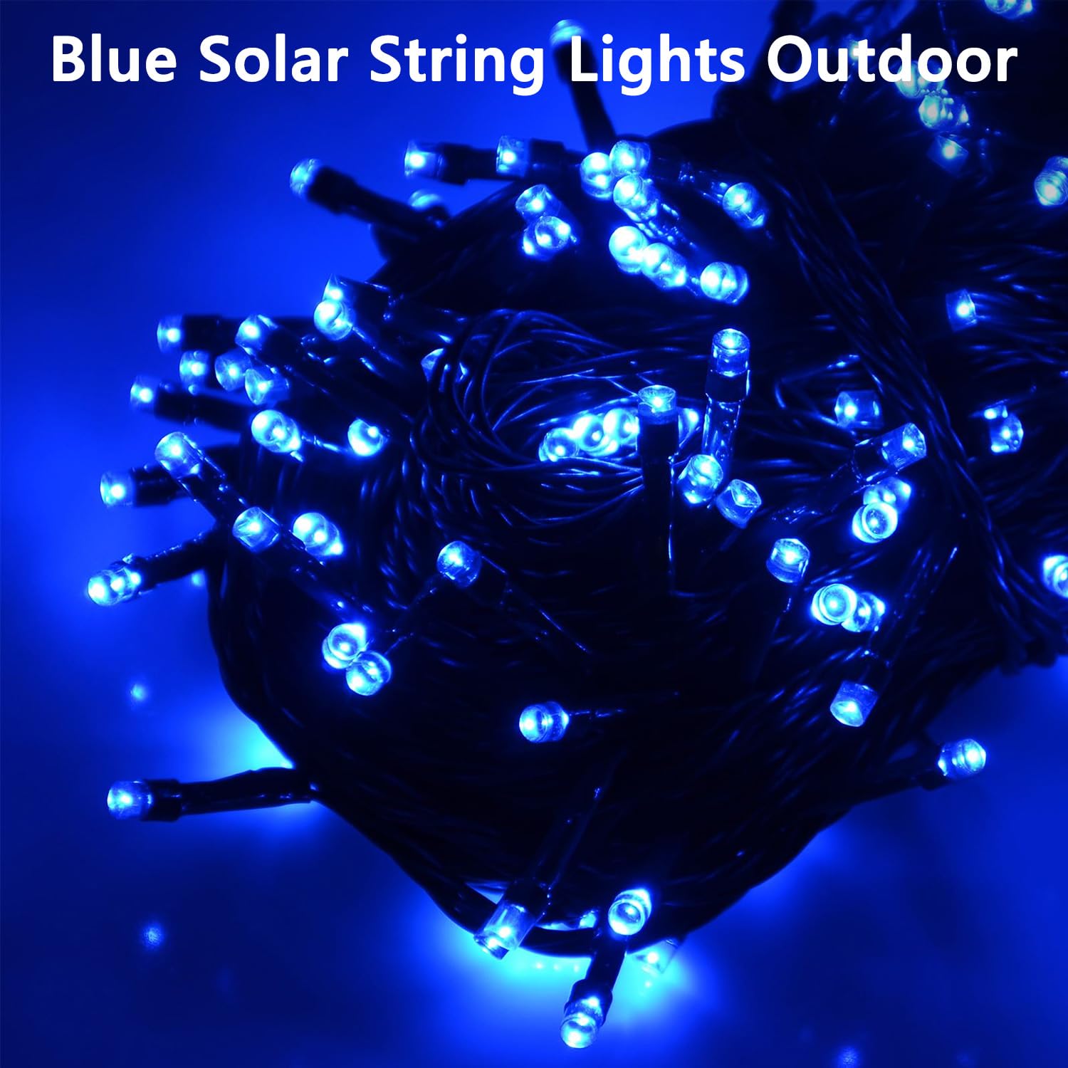 KAQ Solar String Lights 500LED 180FT 2 Pack, IP65 Waterproof, 8 Modes, Blue, Plastic