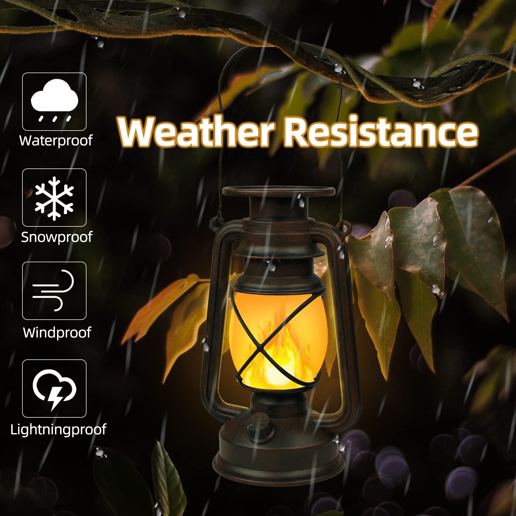KINGLEAD Solar Lanterns, LED Vintage Flickering Flame, Waterproof Bronze, Heavy Duty, 2-Pack for Patio Garden Yard Deck
