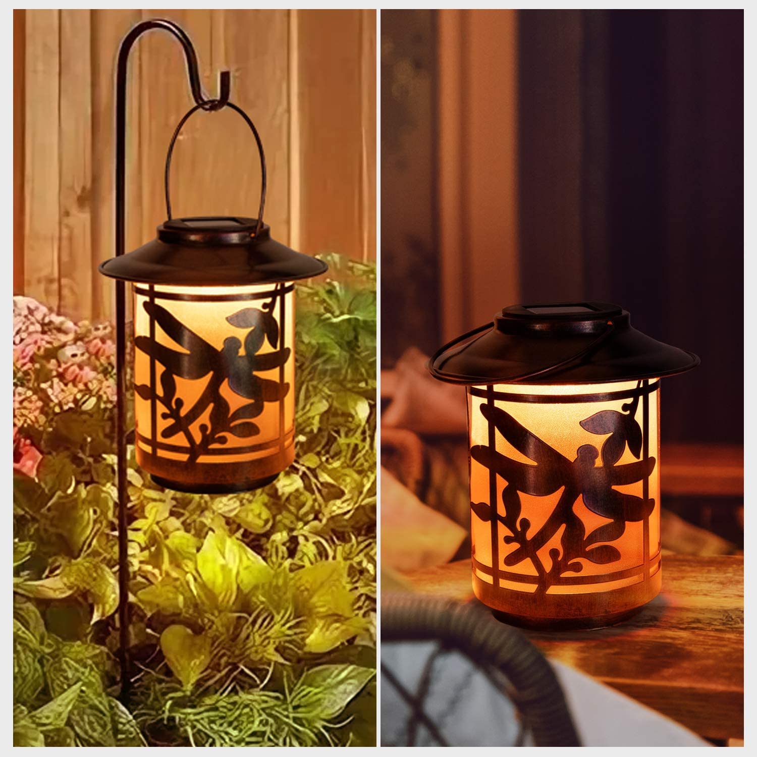 Pearlstar Solar Lantern Lights Outdoor, Dragonfly Waterproof Metal Hanging Solar Lights Decorative For Garden, Patio, Courtyard