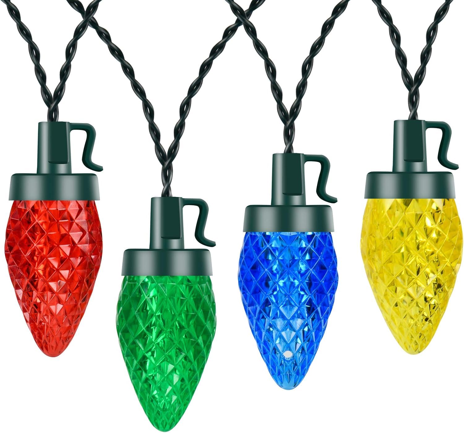 ZiegLad C9 Battery Operated Christmas Lights, 50 Multicolor LED Bulbs, 16.5FT, Big Bulbs, Indoor Outdoor Decoration