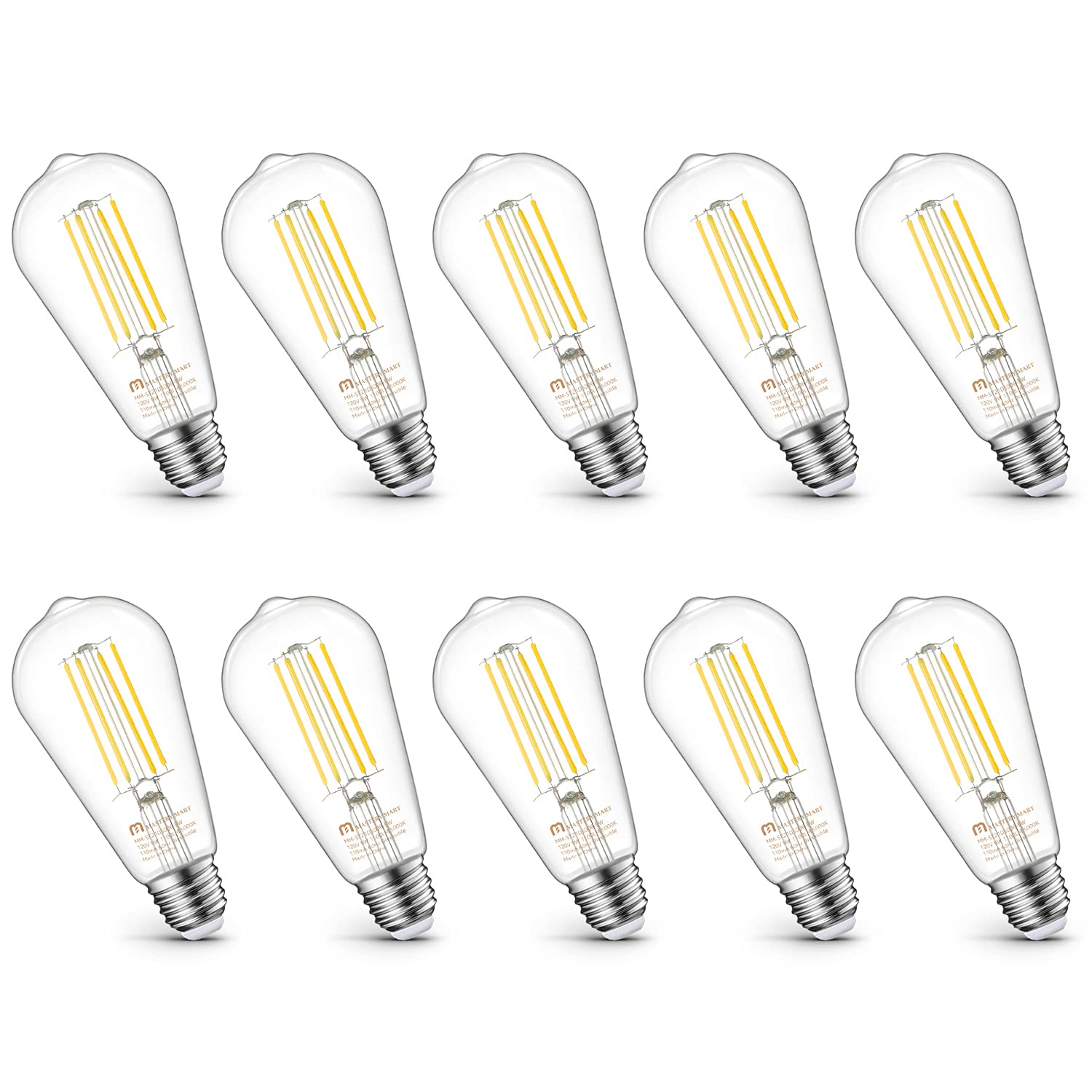 MASTERY MART ST21 Dimmable LED Vintage Edison Bulb 100W Equivalent 5000K Daylight White 10 Pack E26 Base 1100LM