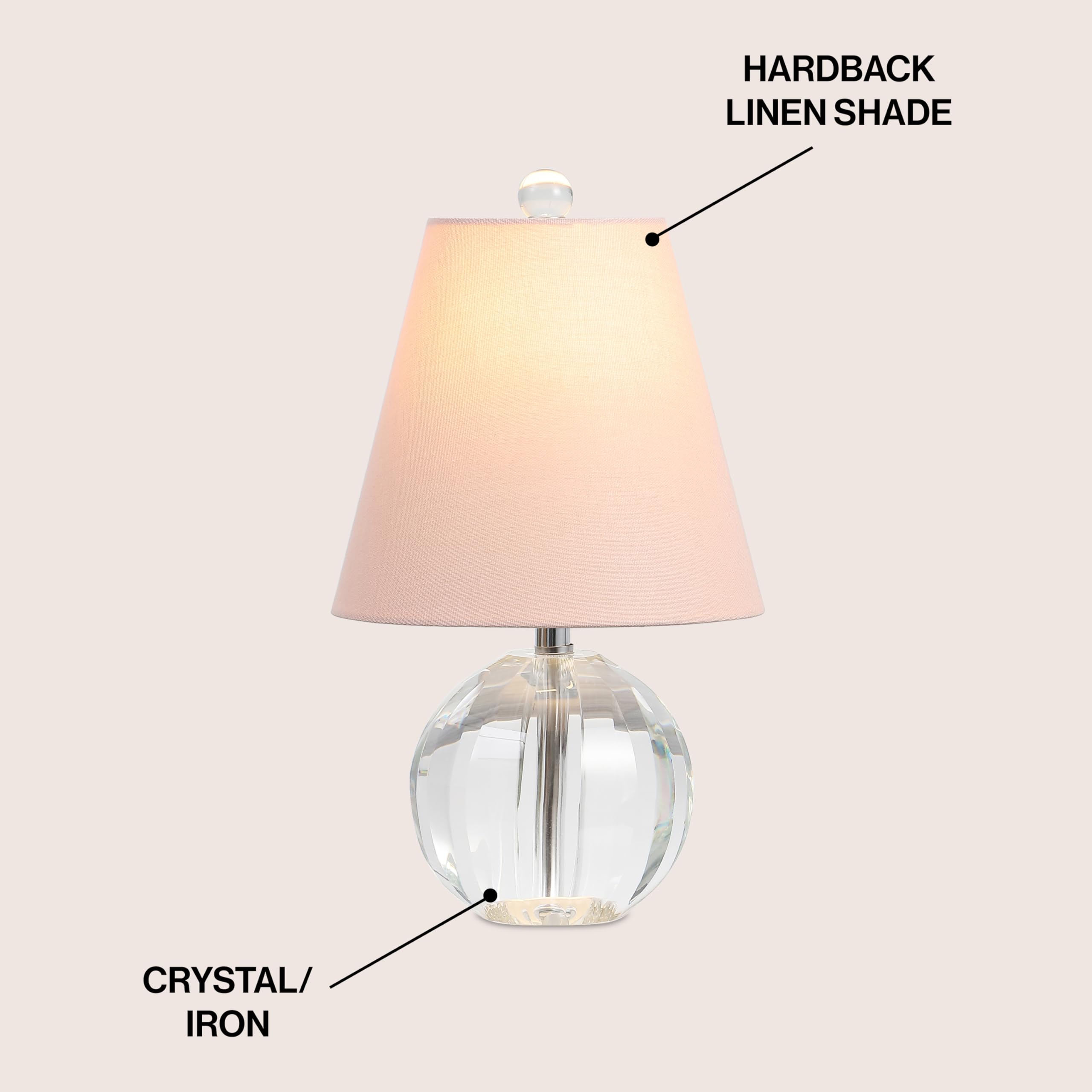 Jonathan Y Jyl2079C Goddard 16'' Crystal Ball/Metal Led Table Lamp For Bedroom, Living Room, Office, College, Book Case, Nightst