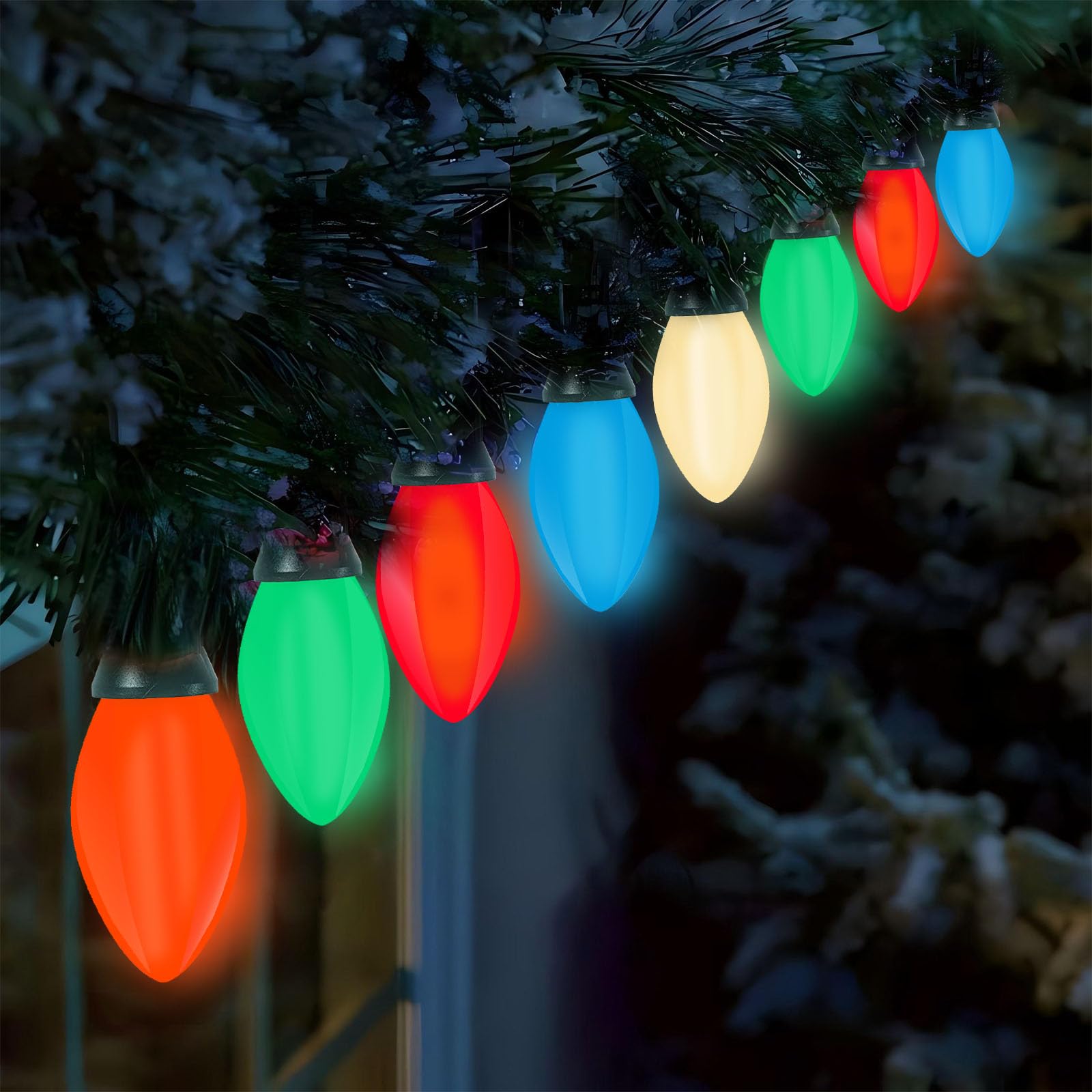 25 Pack C7 Led Multicolor Christmas Replacement Light Bulbs For Outdoor String Lights, E12 Candelabra Base Bulbs, 0.6W Energy-Ef
