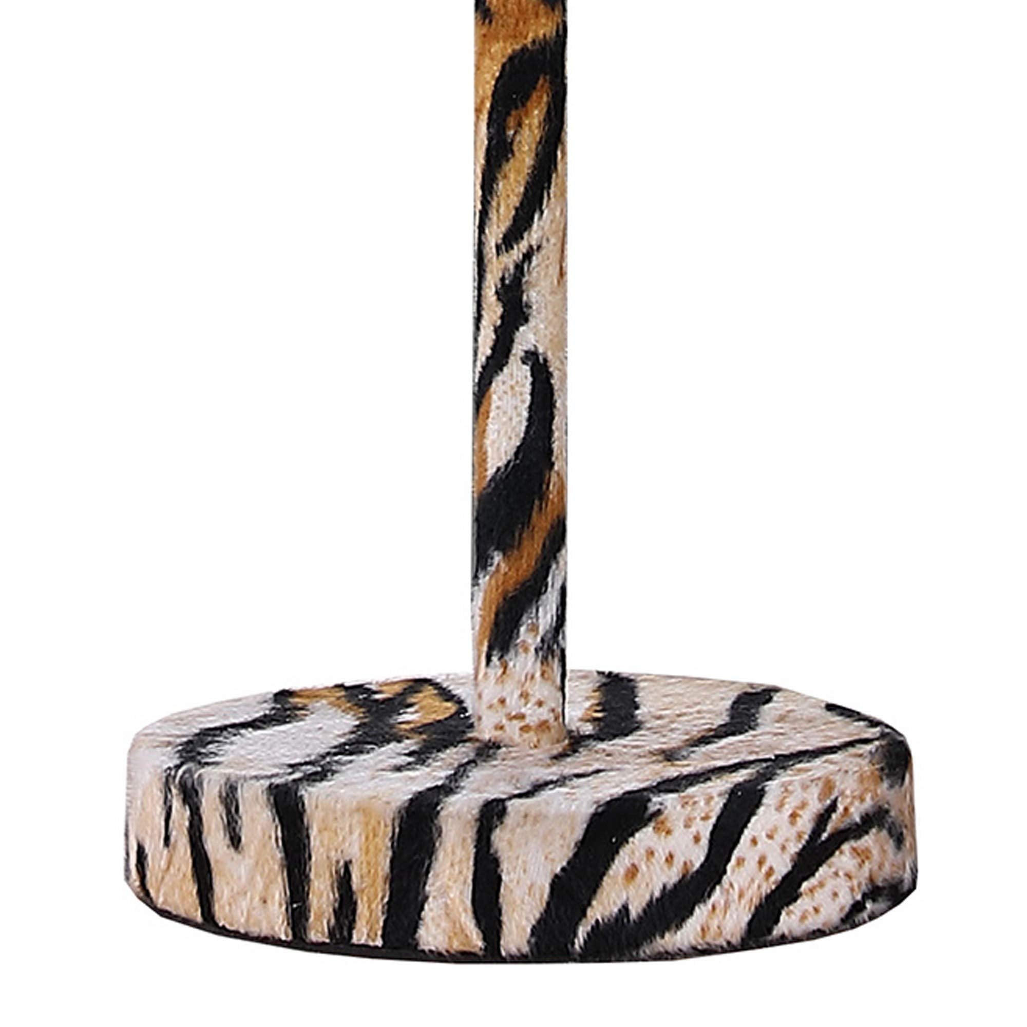 Benzara Table Lamp Fabric Wrapped Striped Animal Print Model BM233928 Brown Black