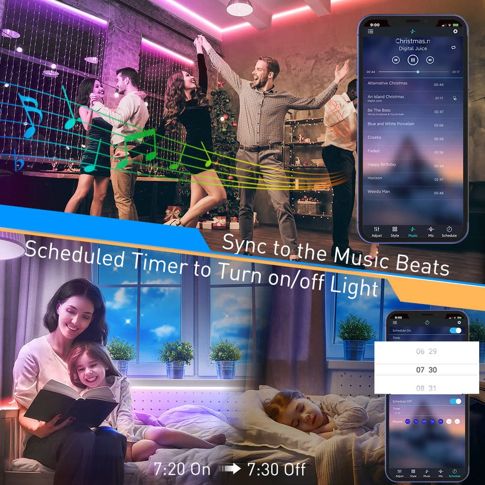 Sixdefly 6 Pcs Rgb Under Cabinet Lighting Kit  App And Remote Control Led Strip Lights  Music Sync Color Changing Led Lights With Etl Listed Power Adapter  For Cabinet  Counter  Shelf  Bookcase  9.8Ft