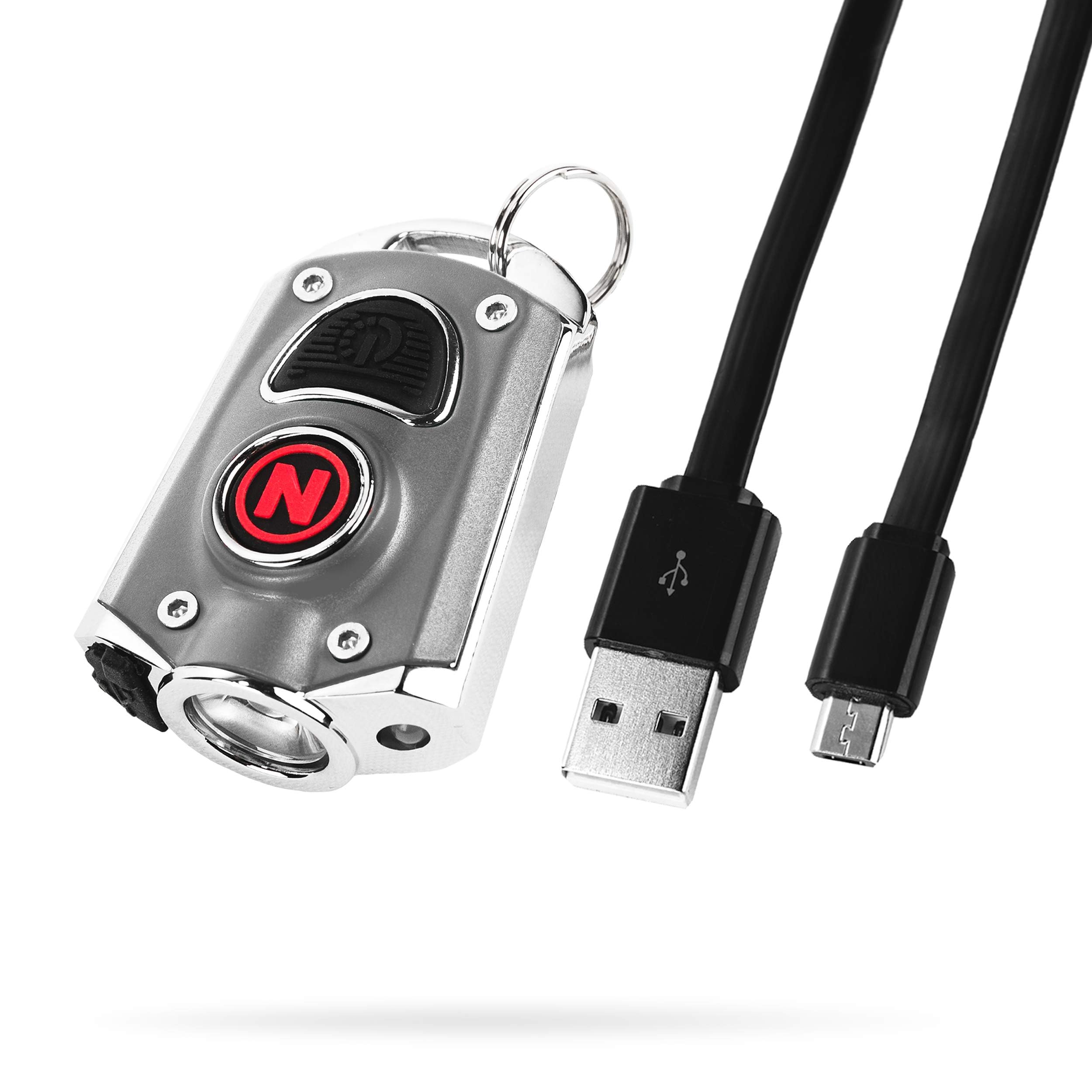 NEBO MYCRO Keychain Flashlight | 400 Lumens, 40 Hours Run Time, Rechargeable EDC Light with 6 Red, Green & White Modes, Water Re