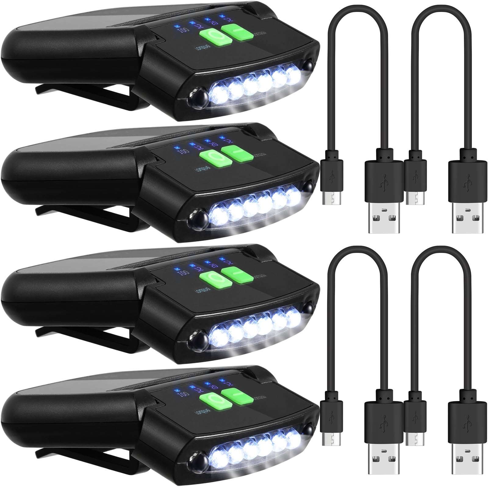 Mudder LED Clip-On Cap Lights, USB Rechargeable, Waterproof, Ultra Bright, Model Mudder-QWE846, Black