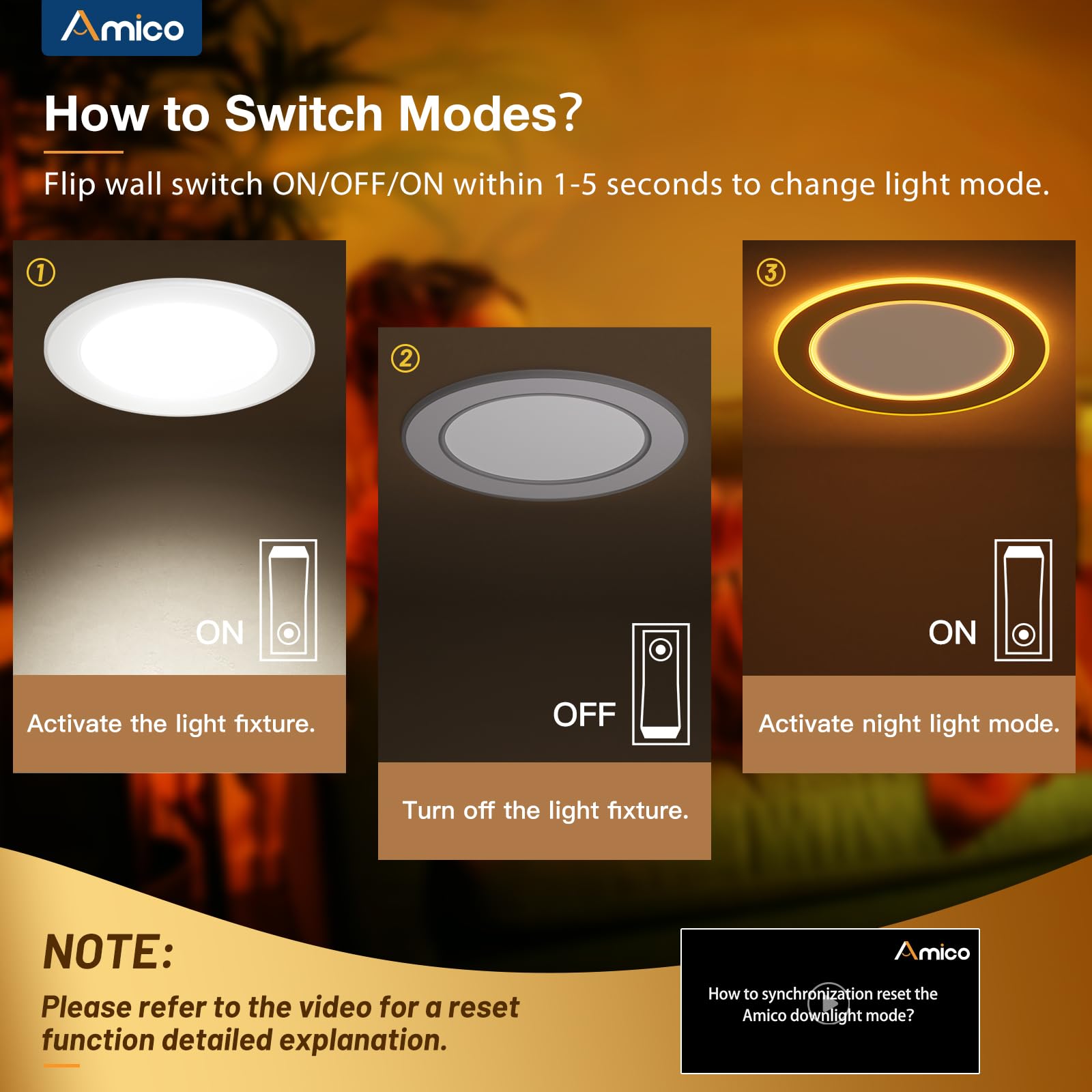 Amico 6 Pack 6 Inch 5Cct Led Recessed Ceiling Light With Double Ring Night Light, 2700-5000K Selectable Ultra-Thin Recessed Ligh