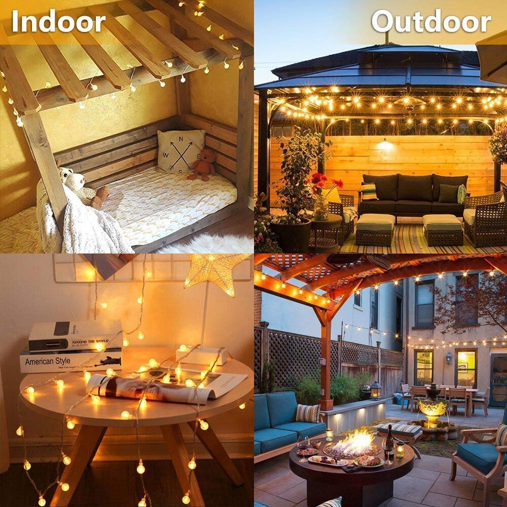 Plug In 10Ft 20 Led Globe String Lights Indoor Outdoor Decorative Fairy Lights Warm White For Birthday Party Wedding Anniversary Christmas