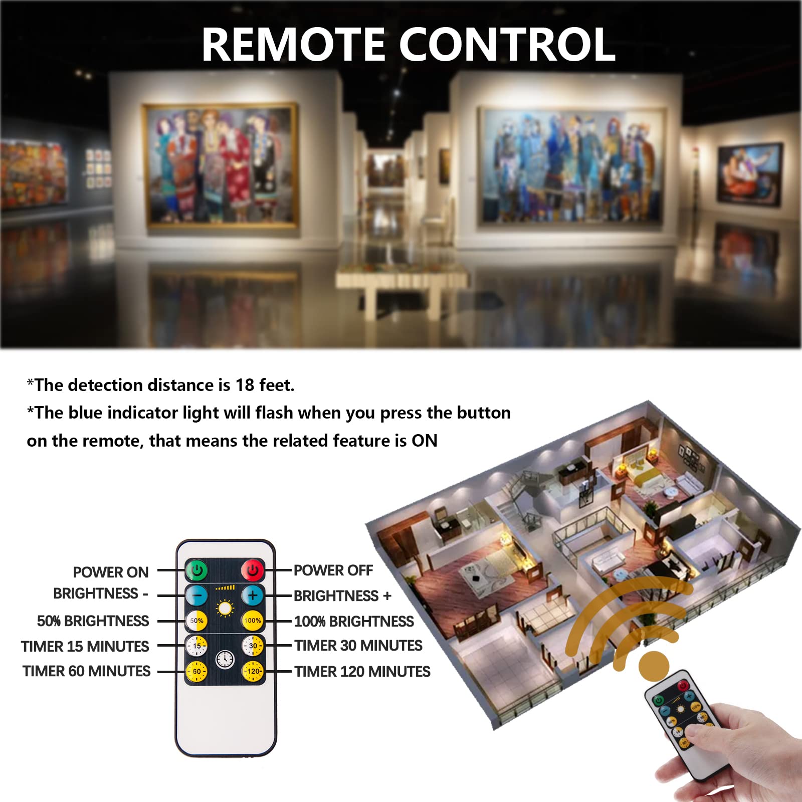 Kanesiki Battery Operated Spotlights, Cordless Picture Light, Dimmable Accent Lighting, Wireless Led Puck Lights, Stick On Light