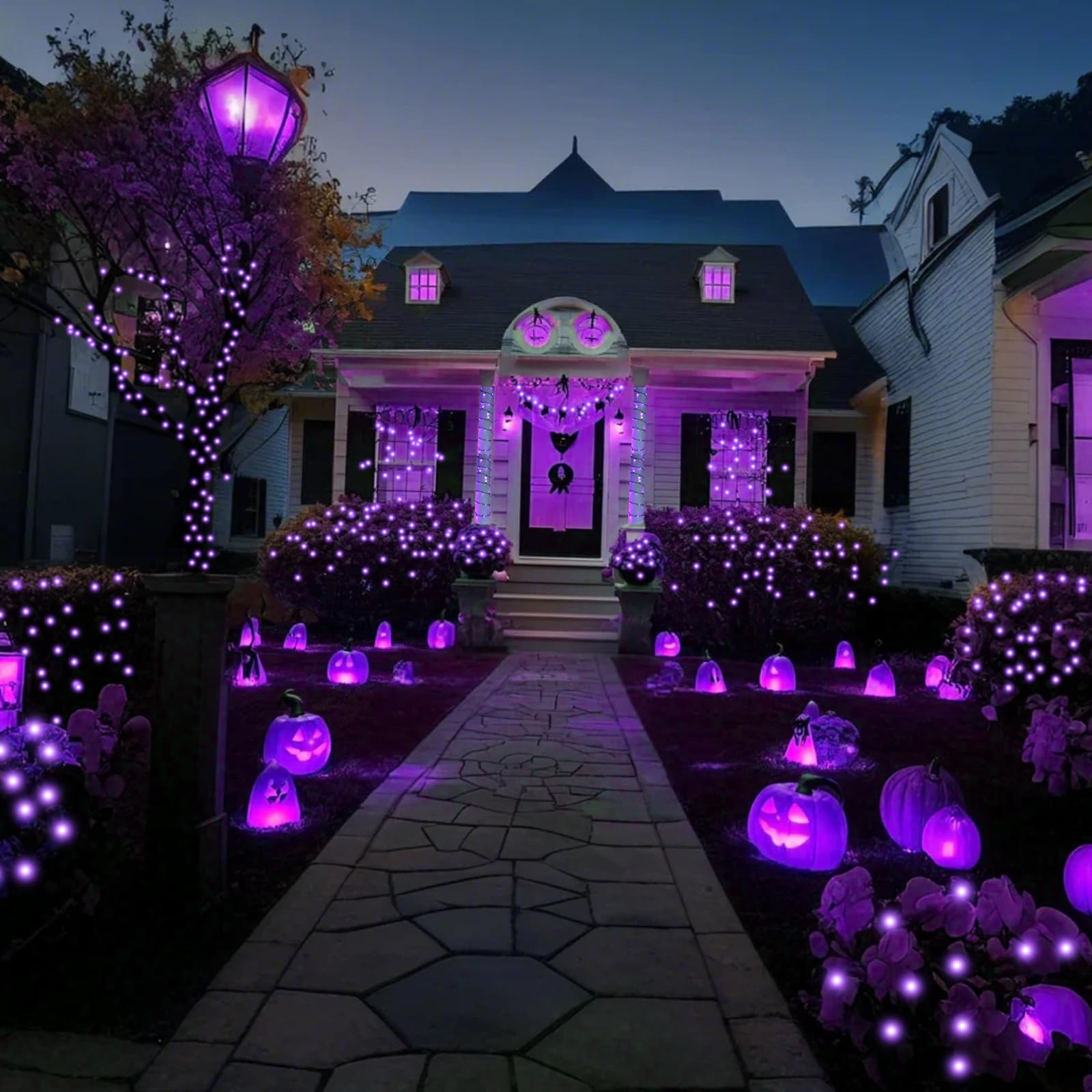 Kwaiffeo Purple Halloween Lights, 100Ft 300Led String Lights Outdoor Indoor, 8 Modes Connectable Purple Lights For Christmas Hal