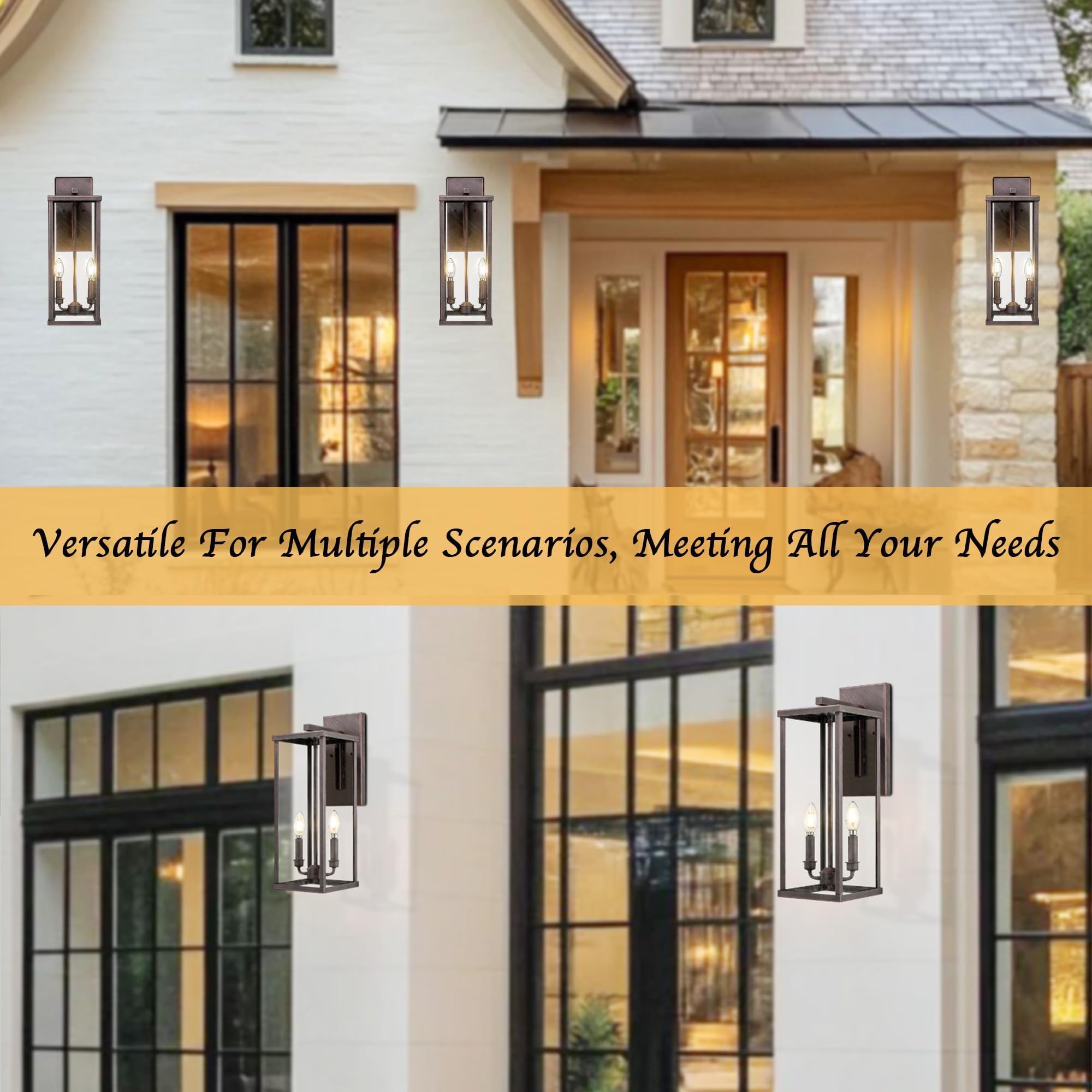 Bestshared Outdoor Wall Sconce Light, 20in Tall, Rust Metal, Model 4176, Clear Glass, Anti-Rust Fixture for Patio and Front Doorway
